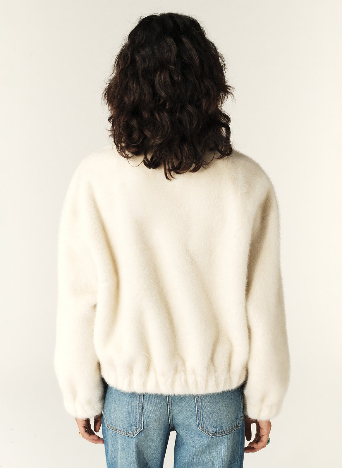 Veste ample col montant en fourrure synthétique paros BA&SH Beige