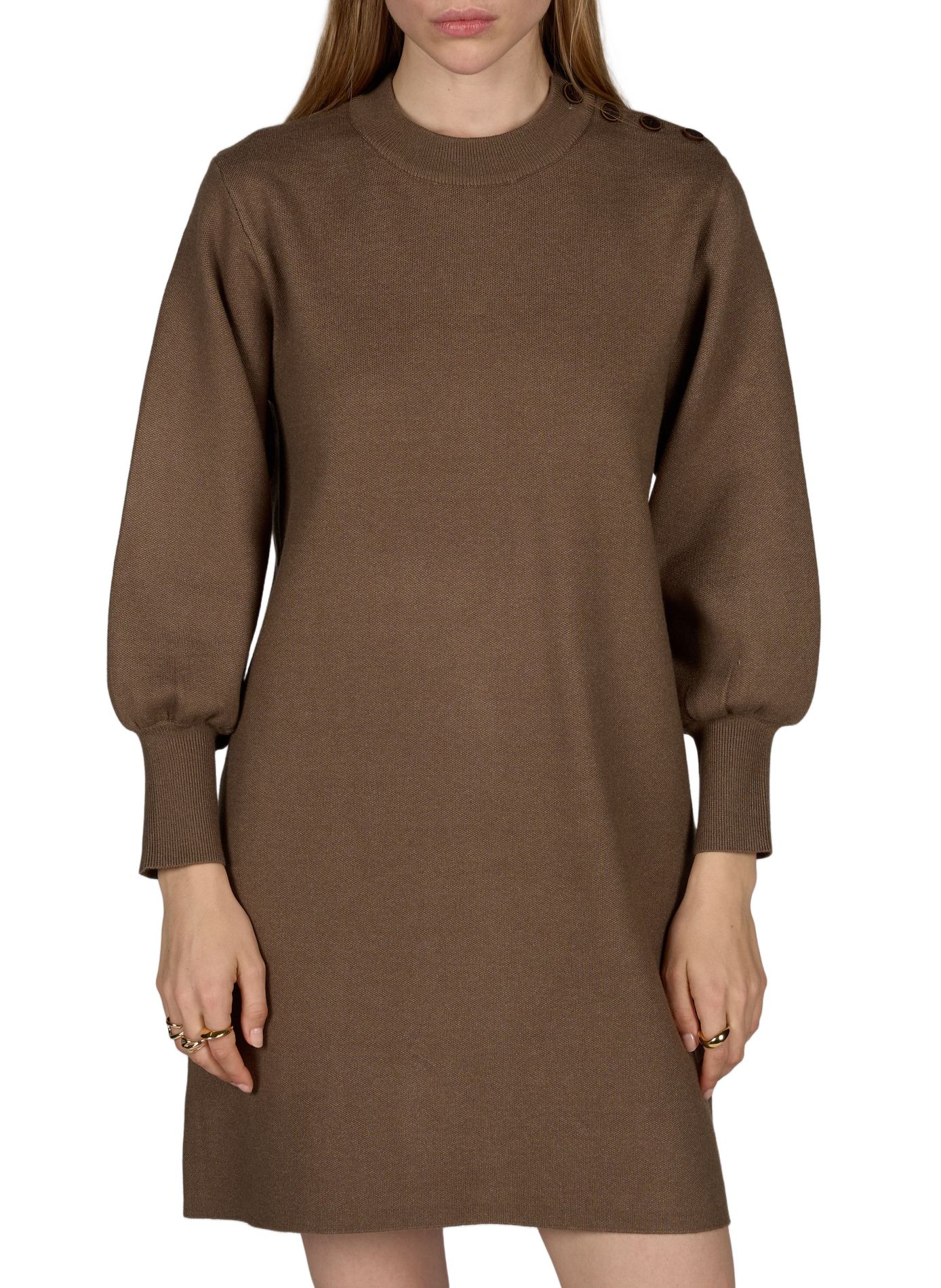 Kurzes Kleid mit V-Ausschnitt ARTLOVE Braun