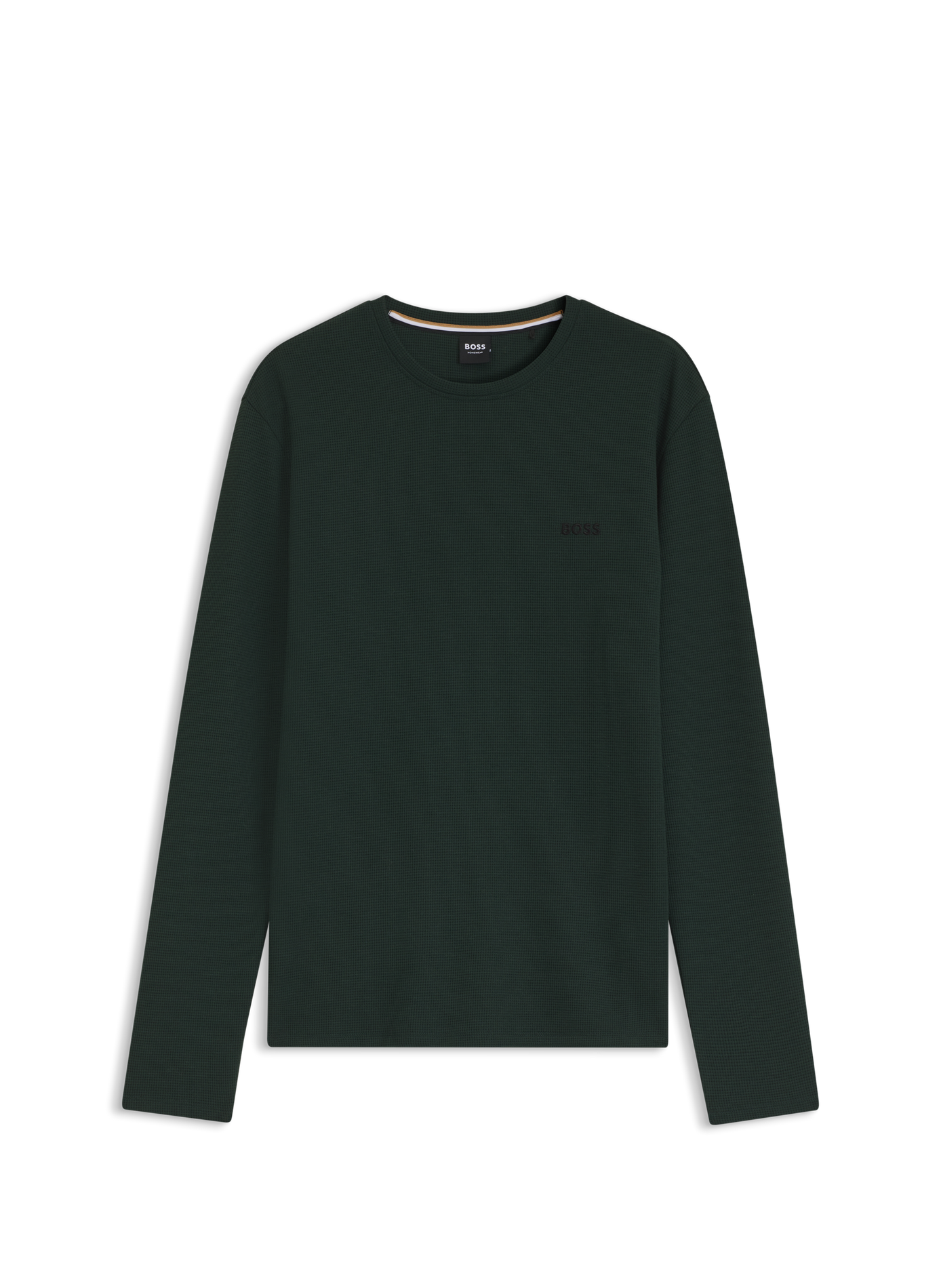 Haut de pyjama droit manches longues à logo en coton mélangé BOSS Vert