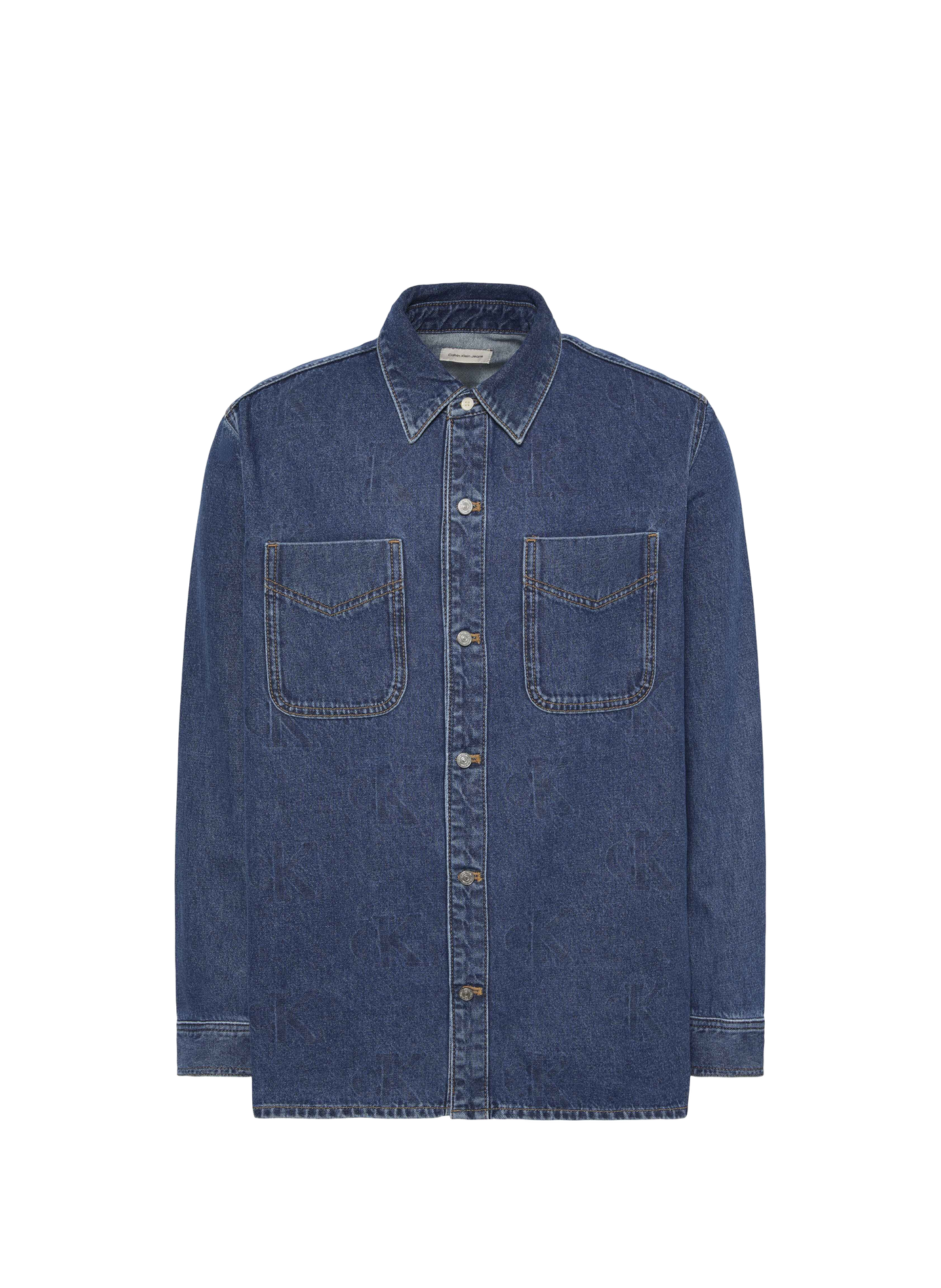 Camisa vaquera recta de algodón con cuello clásico CALVIN KLEIN Azul