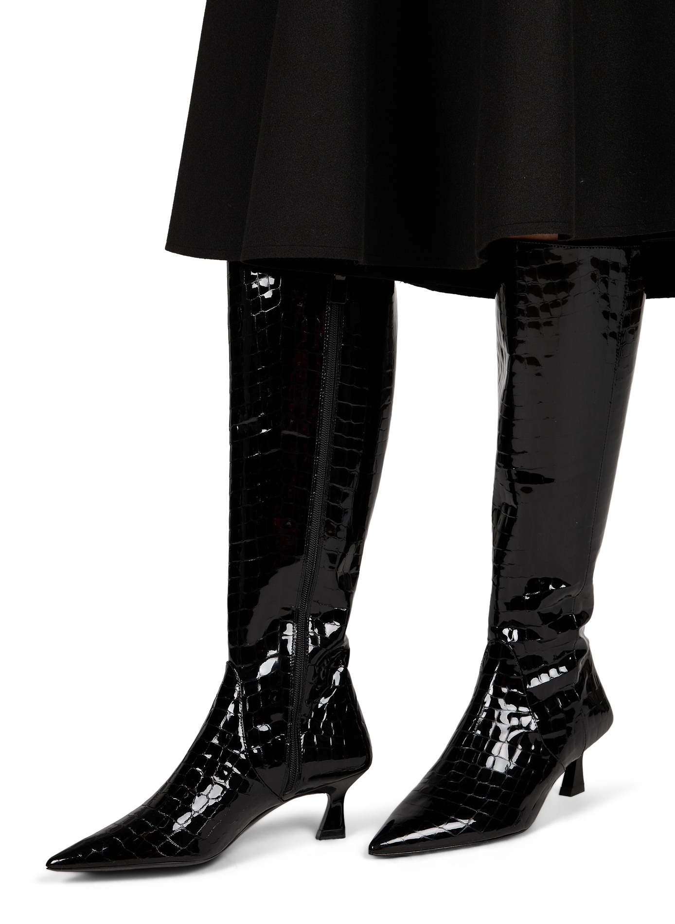 High boots in python patent leather STUART WEITZMAN Brown