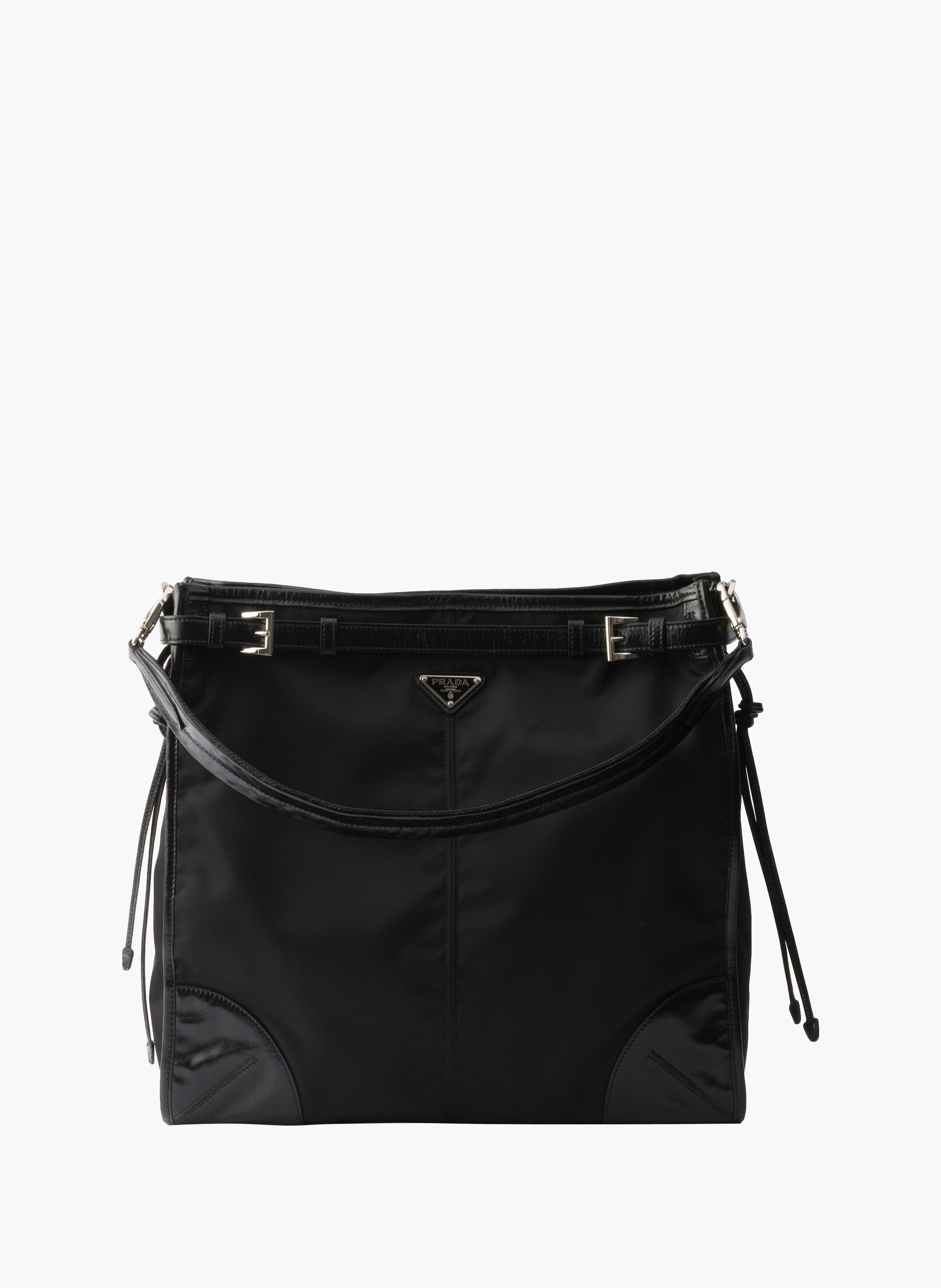 Sac porté épaule prada bonnie en re-nylon et cuir PRADA Noir