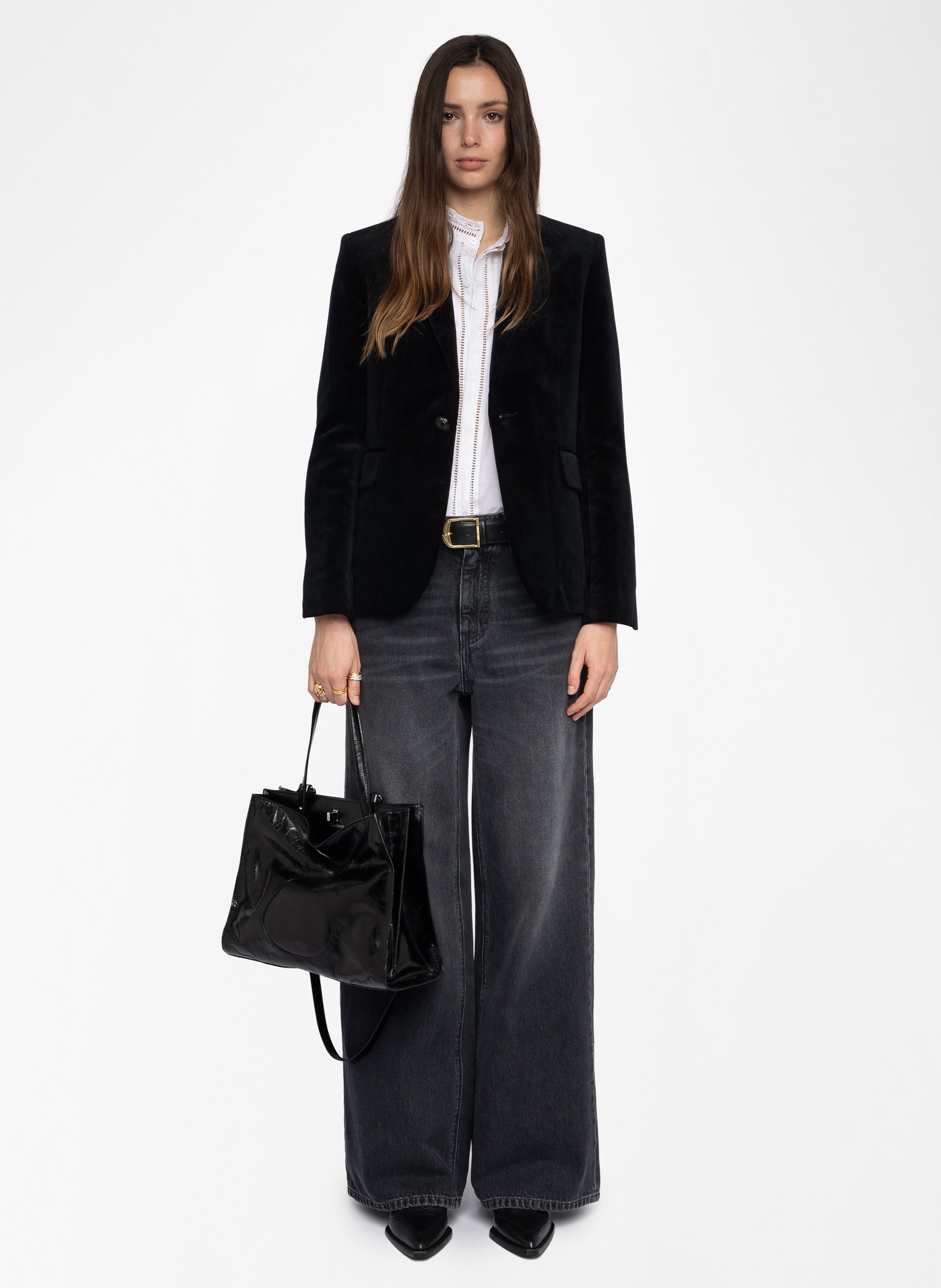 Fluwelen katoenen blazer in marineblauw ZADIG&VOLTAIRE Zwart