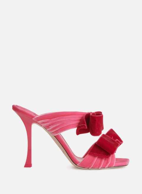 حذاء مفتوح بكعب Flaca باللون الوردي المخملي من JIMMY CHOO 