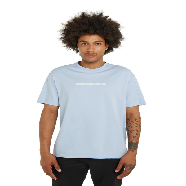 Calvin Klein Patchwork-effect Cotton T-shirt In Blue