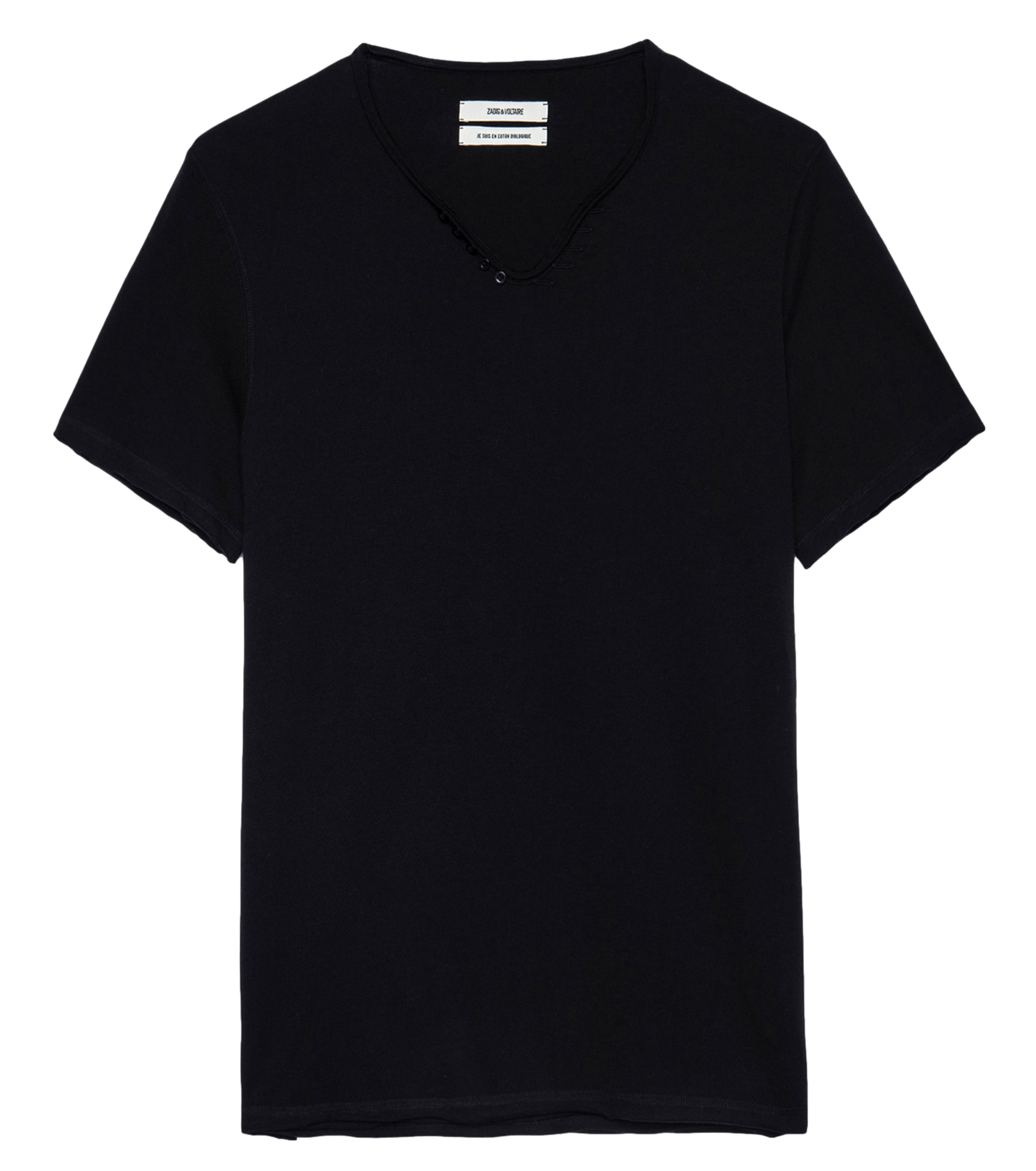 Tee-shirt col tunisien regular-fit en coton monastir ZADIG&VOLTAIRE Noir