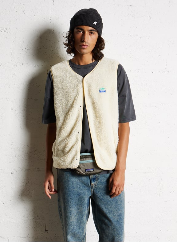 Veste col rond en sherpa hoktown Beige by AMERICAN VINTAGE AMERICAN VINTAGE Veste col rond en sherpa hoktown Beige