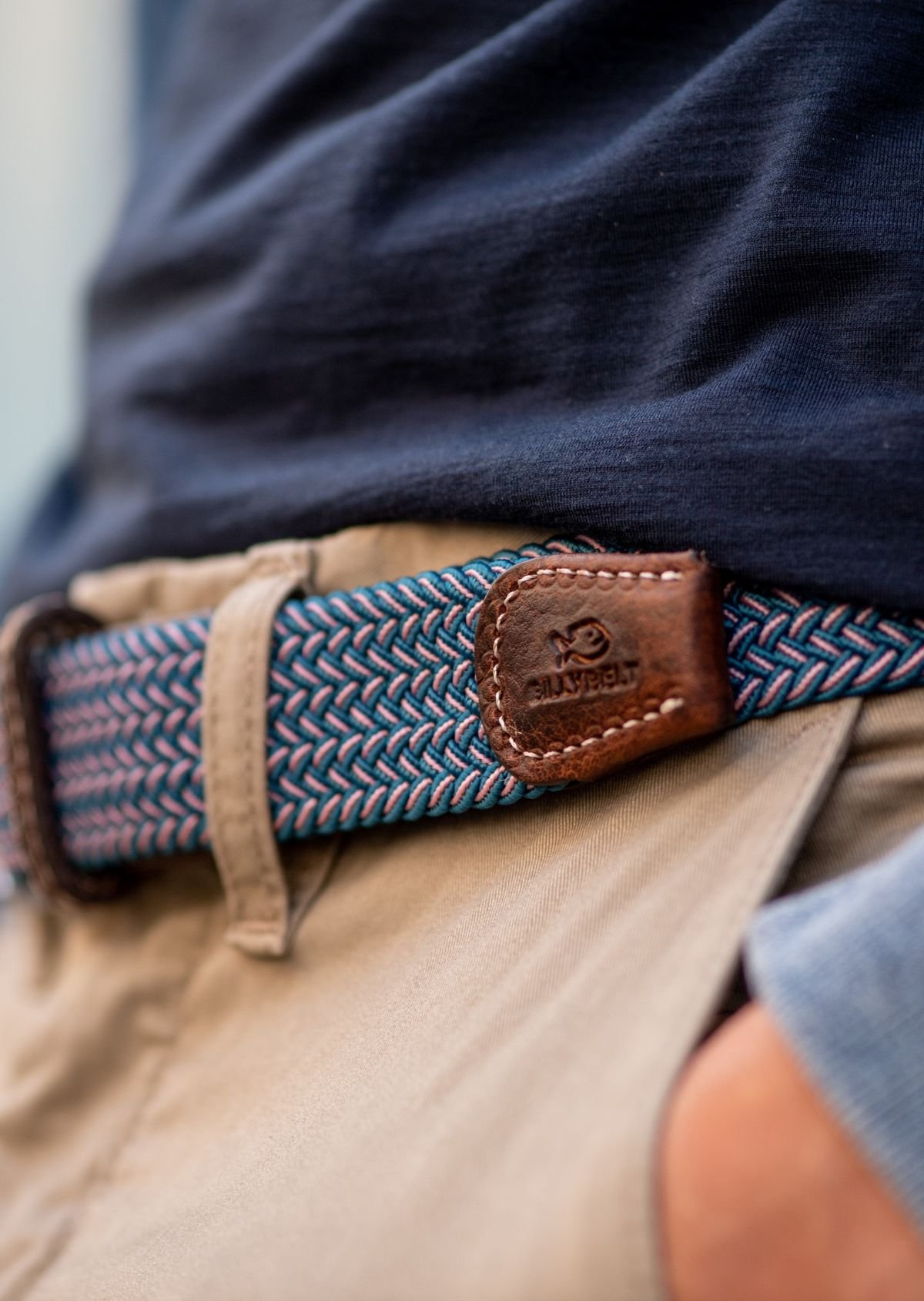 Ceinture tressée élastique multicolore BILLYBELT Bleu