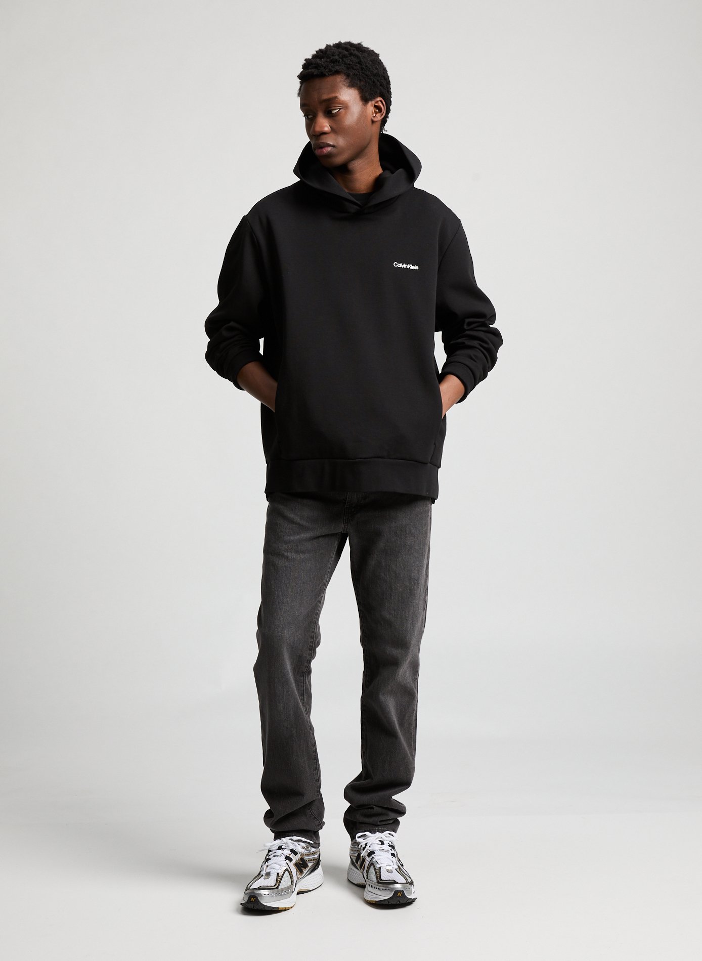 Recycled polyester and cotton hoodie CALVIN KLEIN Black