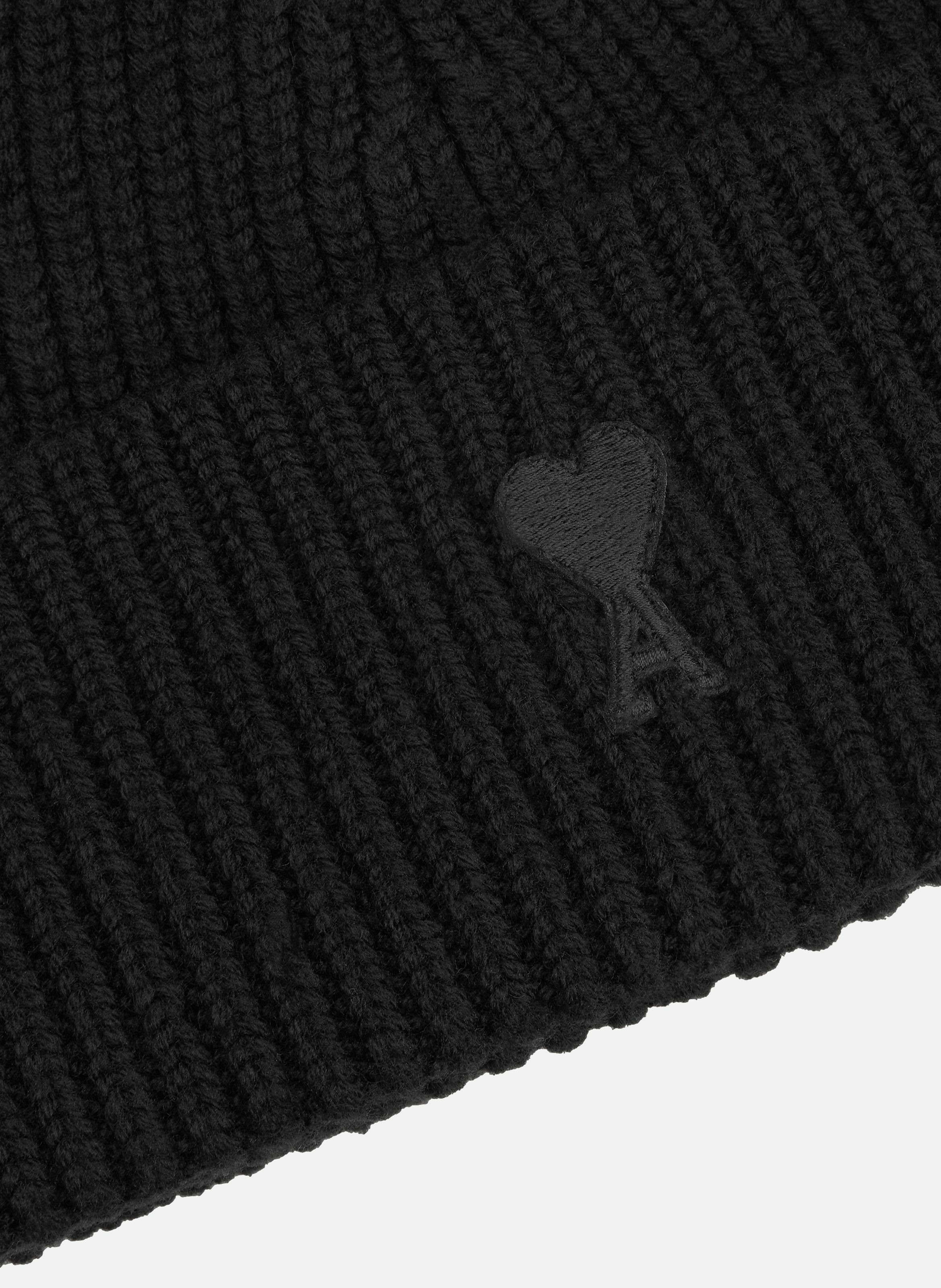 Bonnet ami de coeur en laine unisexe AMI PARIS Noir