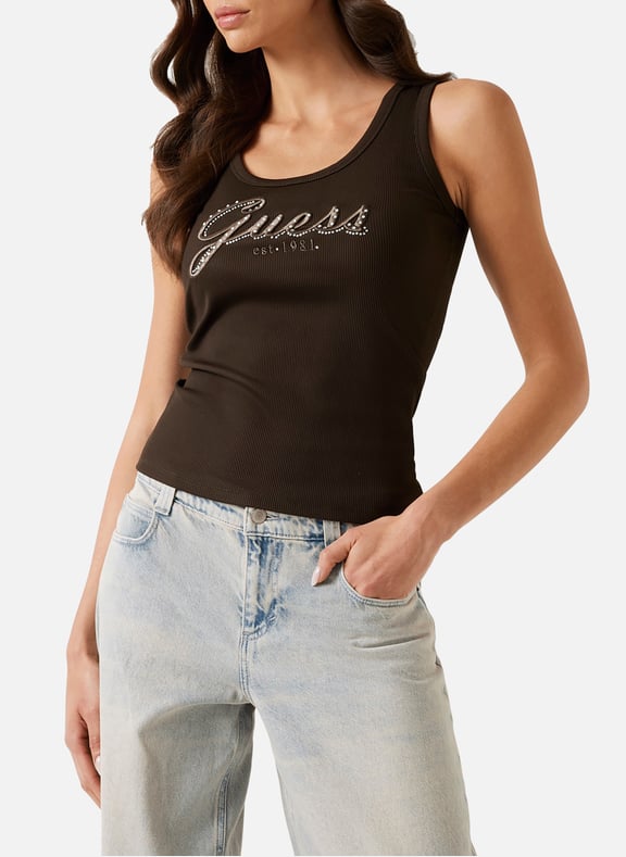 Raissa Tank Top Brown by GUESS GUESS Raissa Tank Top Brown