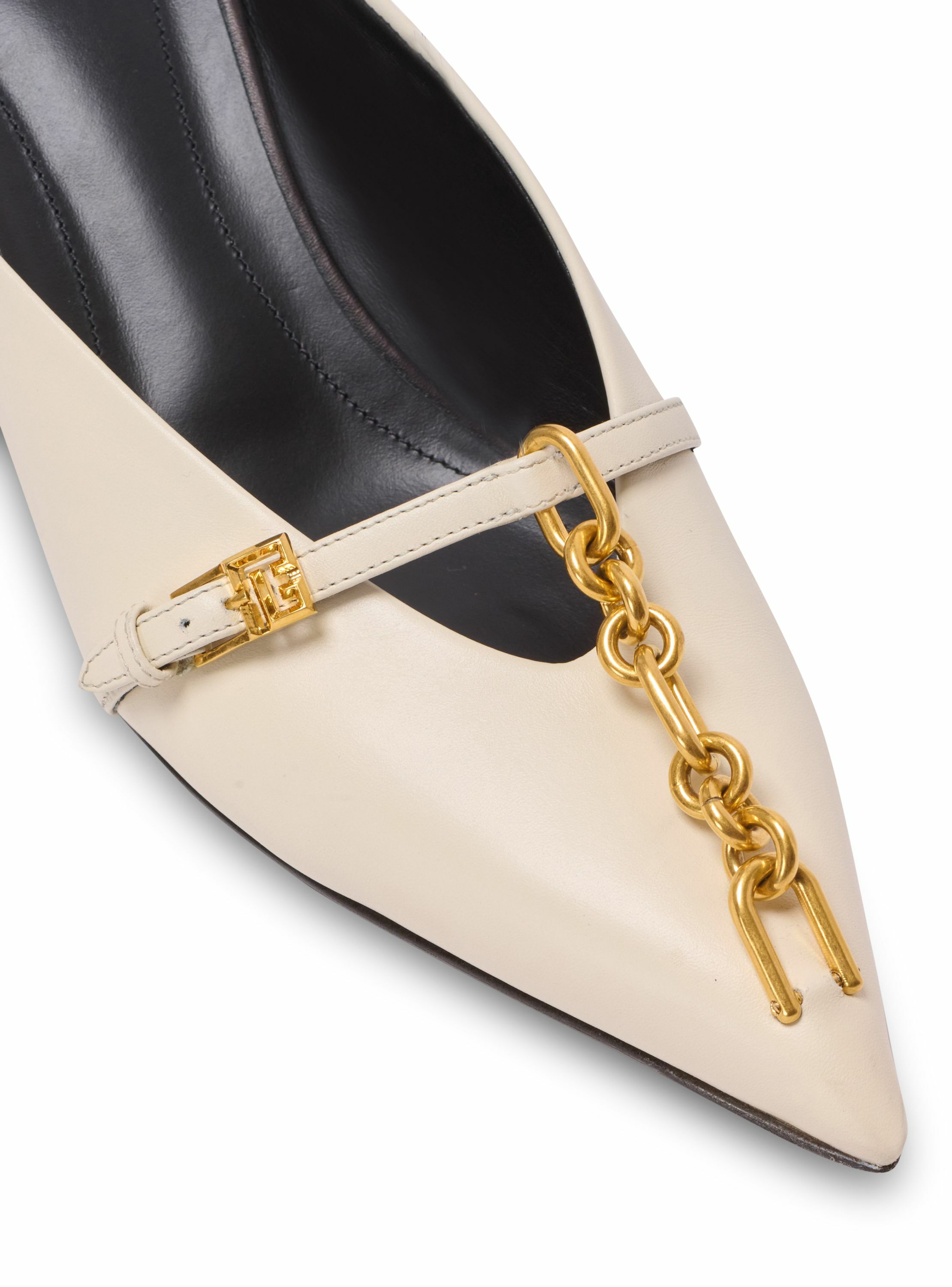 Mules sync en cuir à bout pointu BALMAIN Beige