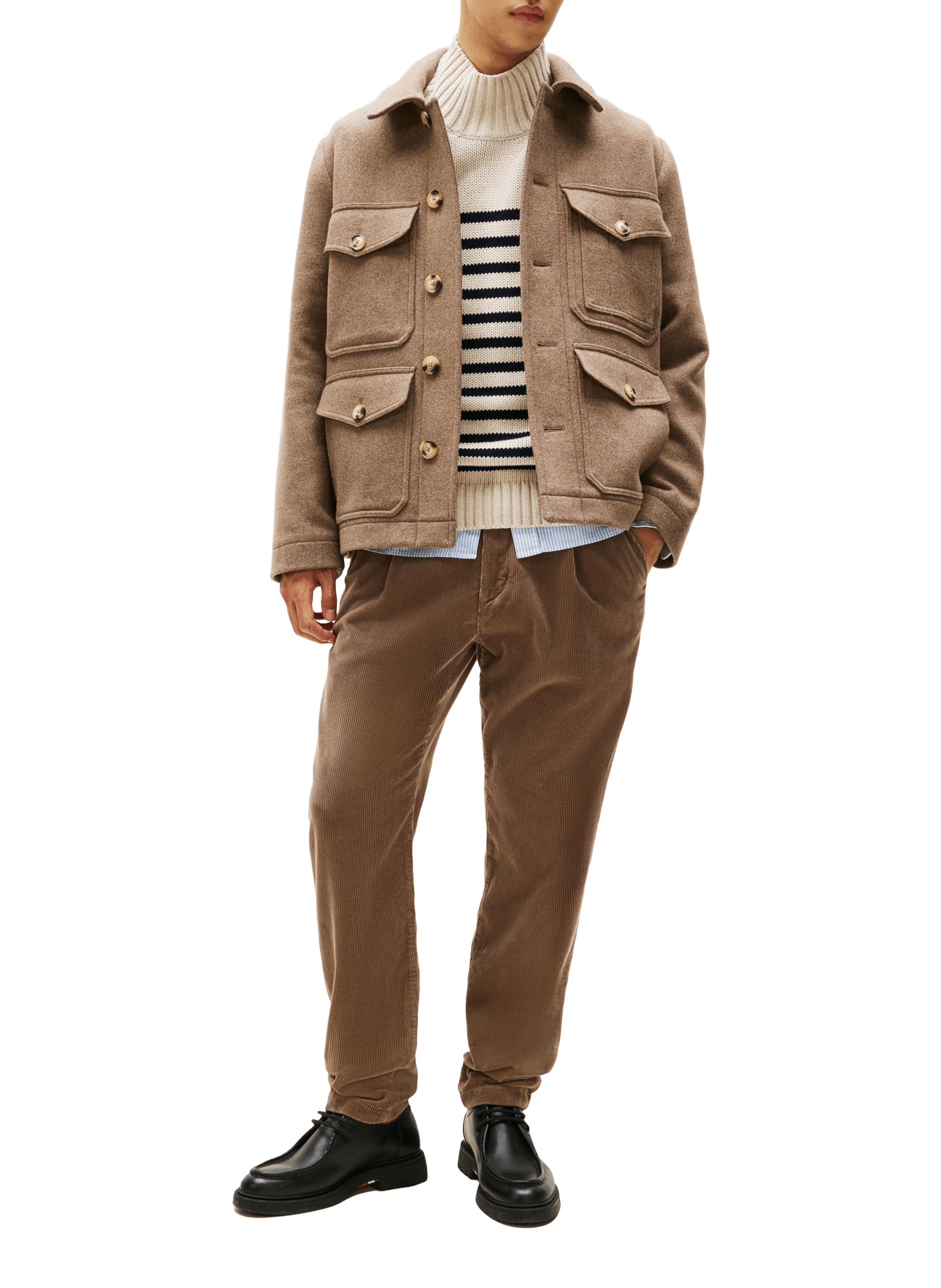 Jacket with classic collar in mixed wool TOMMY HILFIGER Beige