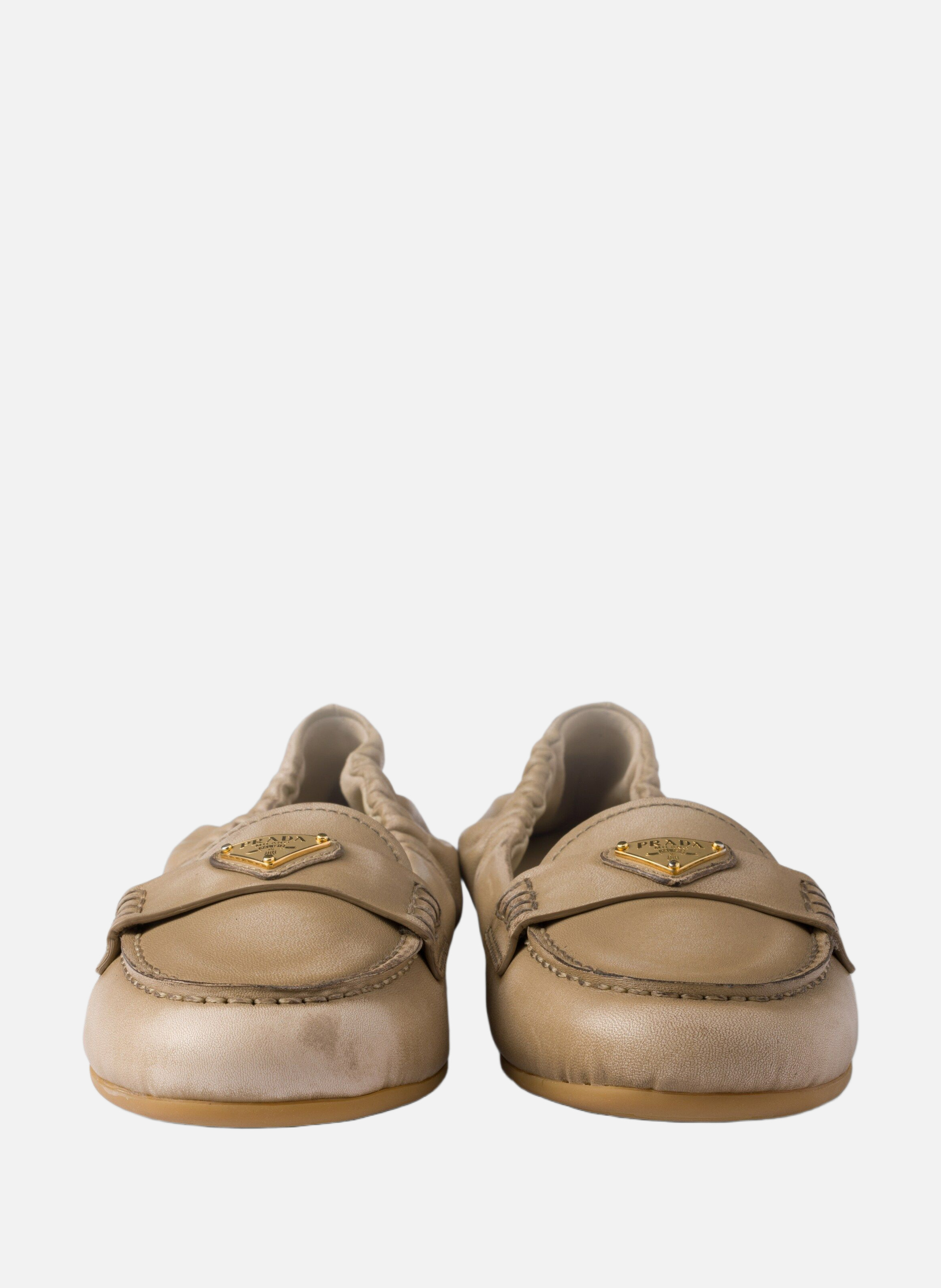 Mocassins en cuir nappa PRADA Beige