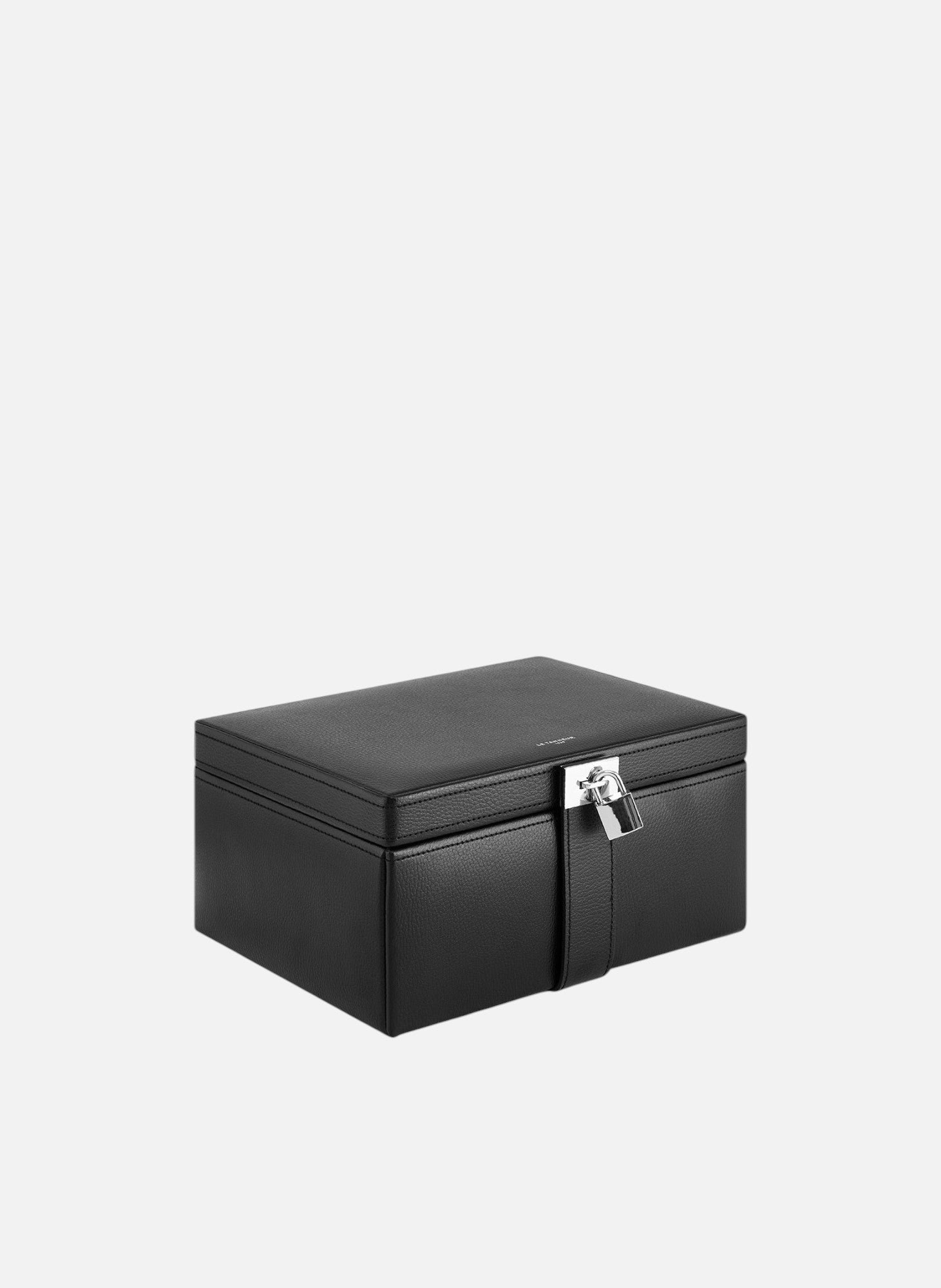 LE TANNEUR Grande boite à bijoux en cuir Noir