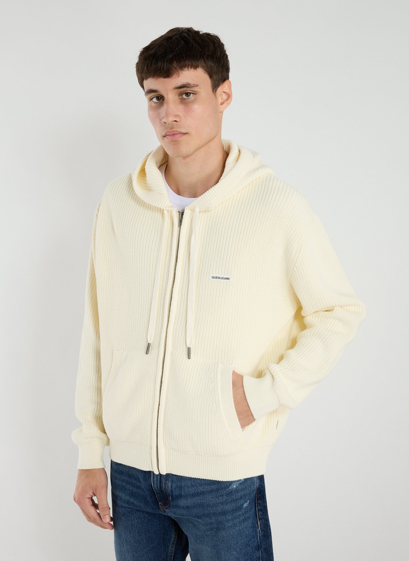GUESS Cotton hoodie Beige