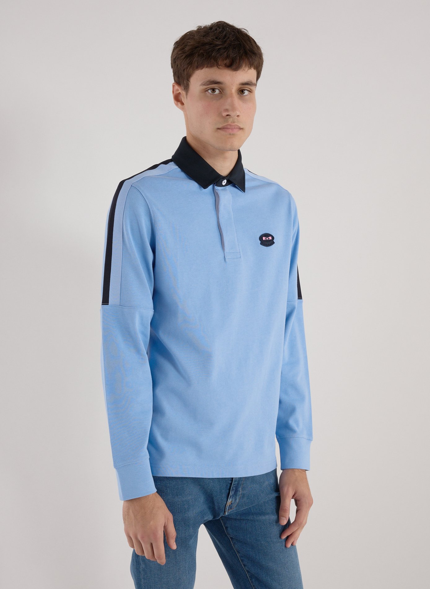 EDEN PARK Langarm-Poloshirt Blau