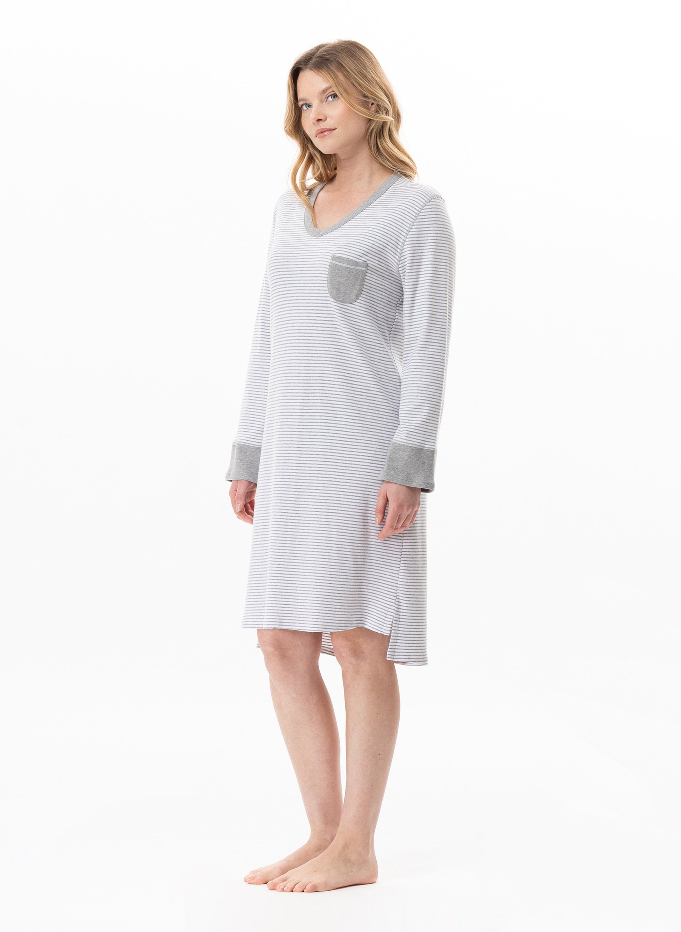 Chemise de nuit en coton flocon 101 LE CHAT Gris
