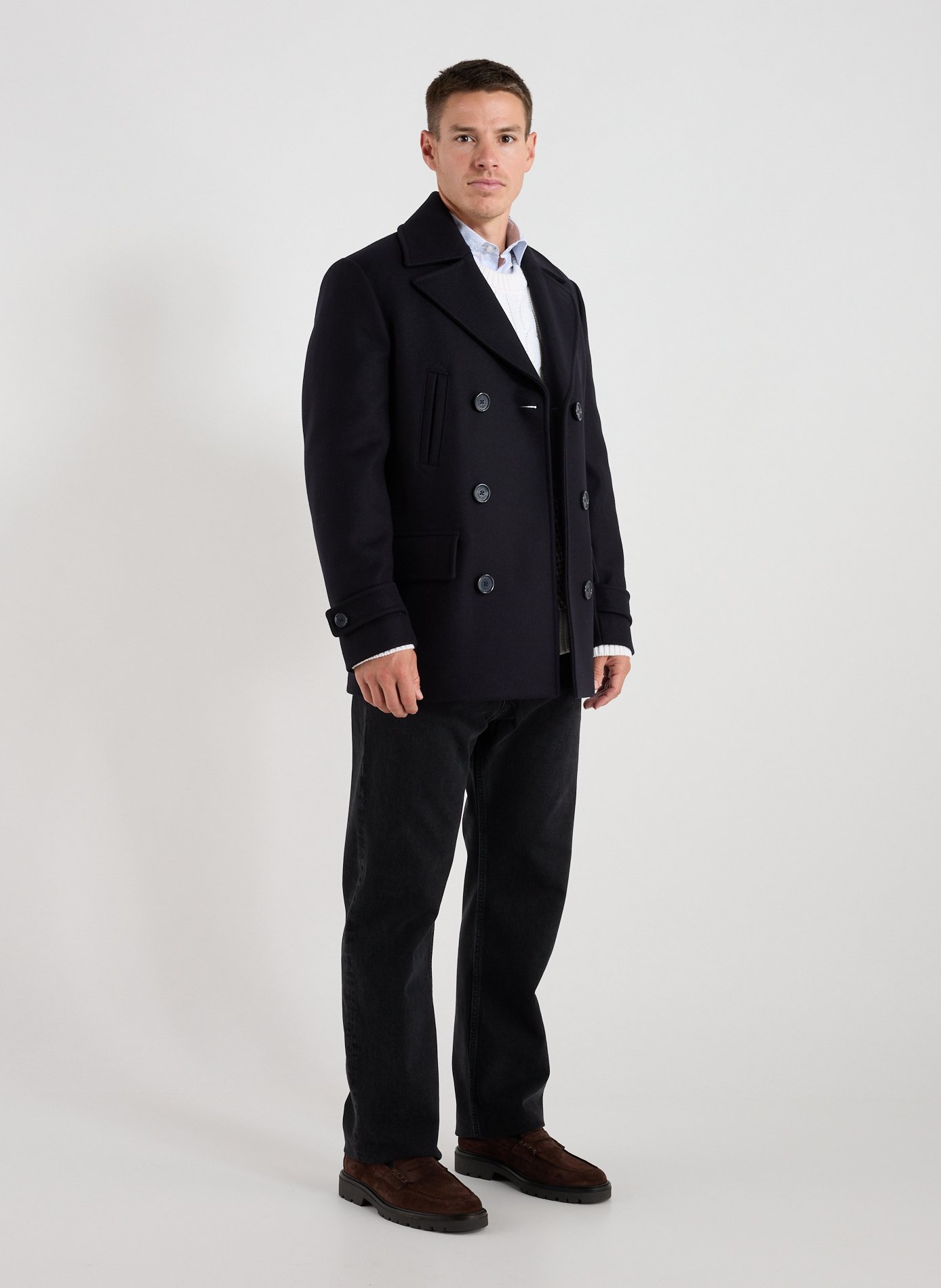 Short coat in blended wool EDEN PARK Blue