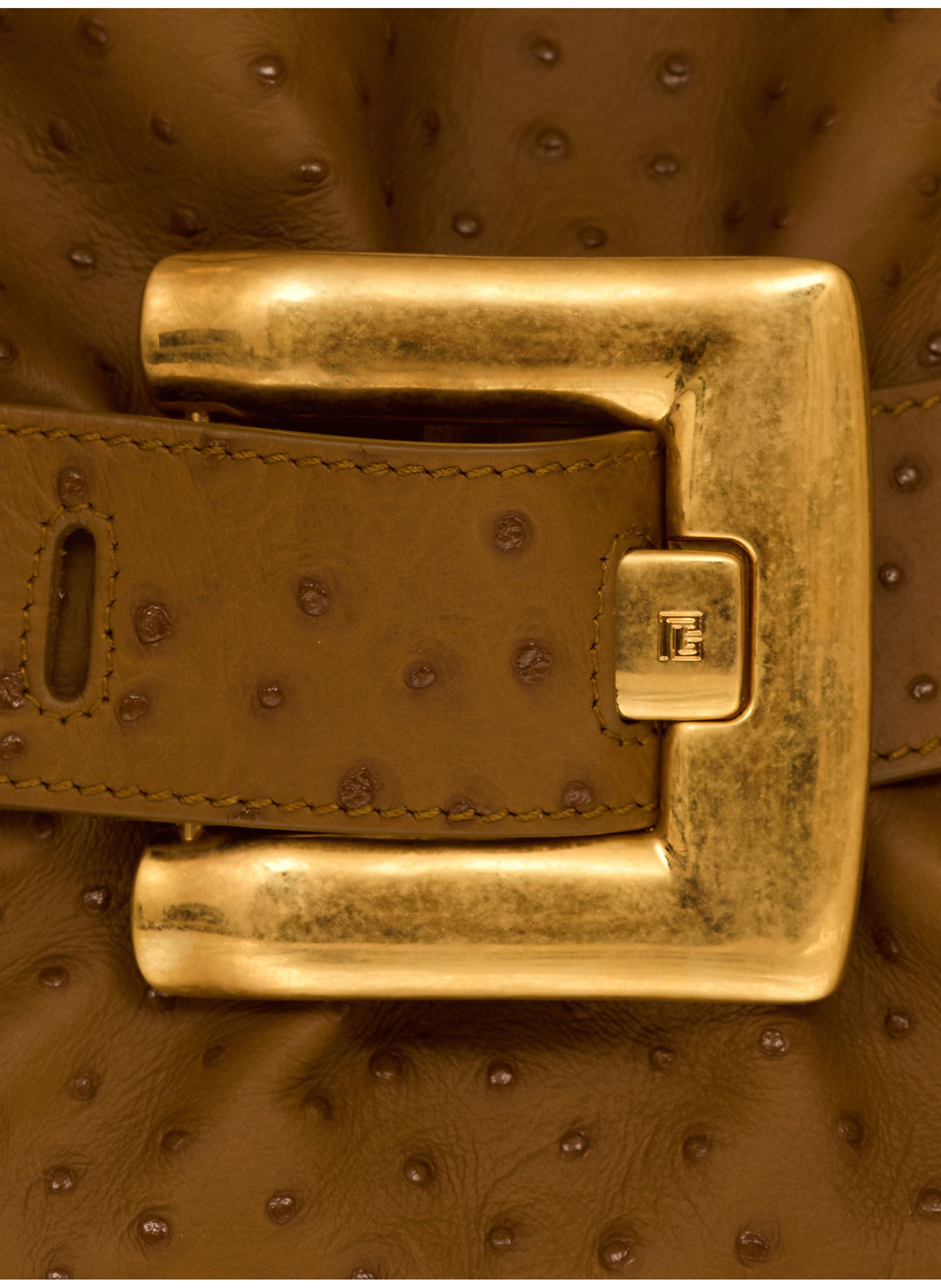 Sac anthem medium en cuir de veau embossé BALMAIN Marron