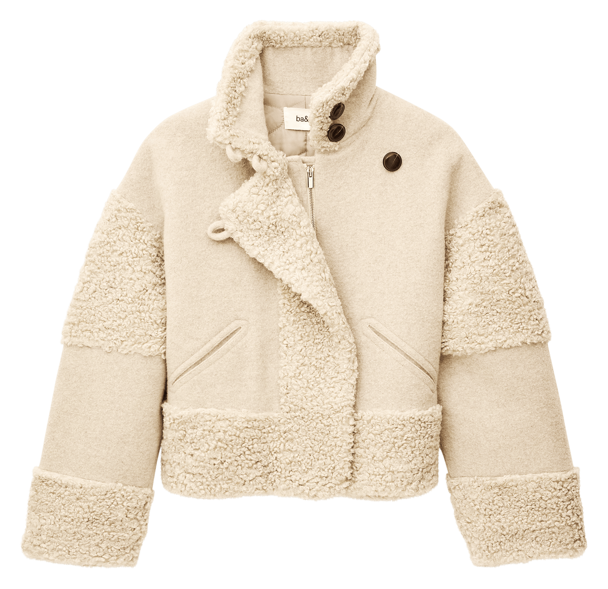 Manteau court col tailleur effet fourrure fleet BA&SH Beige