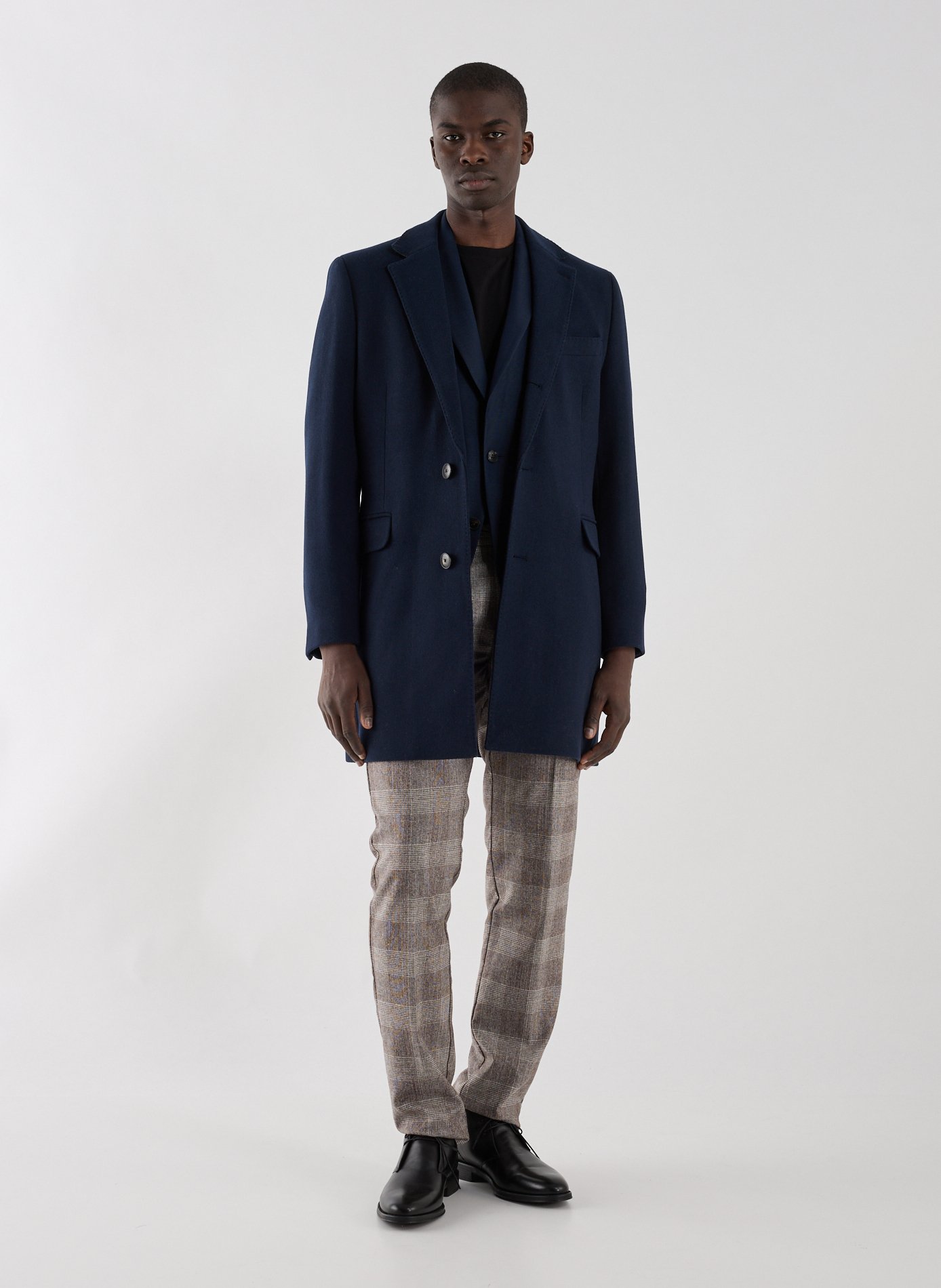 Pantalon slim à carreaux en laine et cachemire mélangés HACKETT Beige