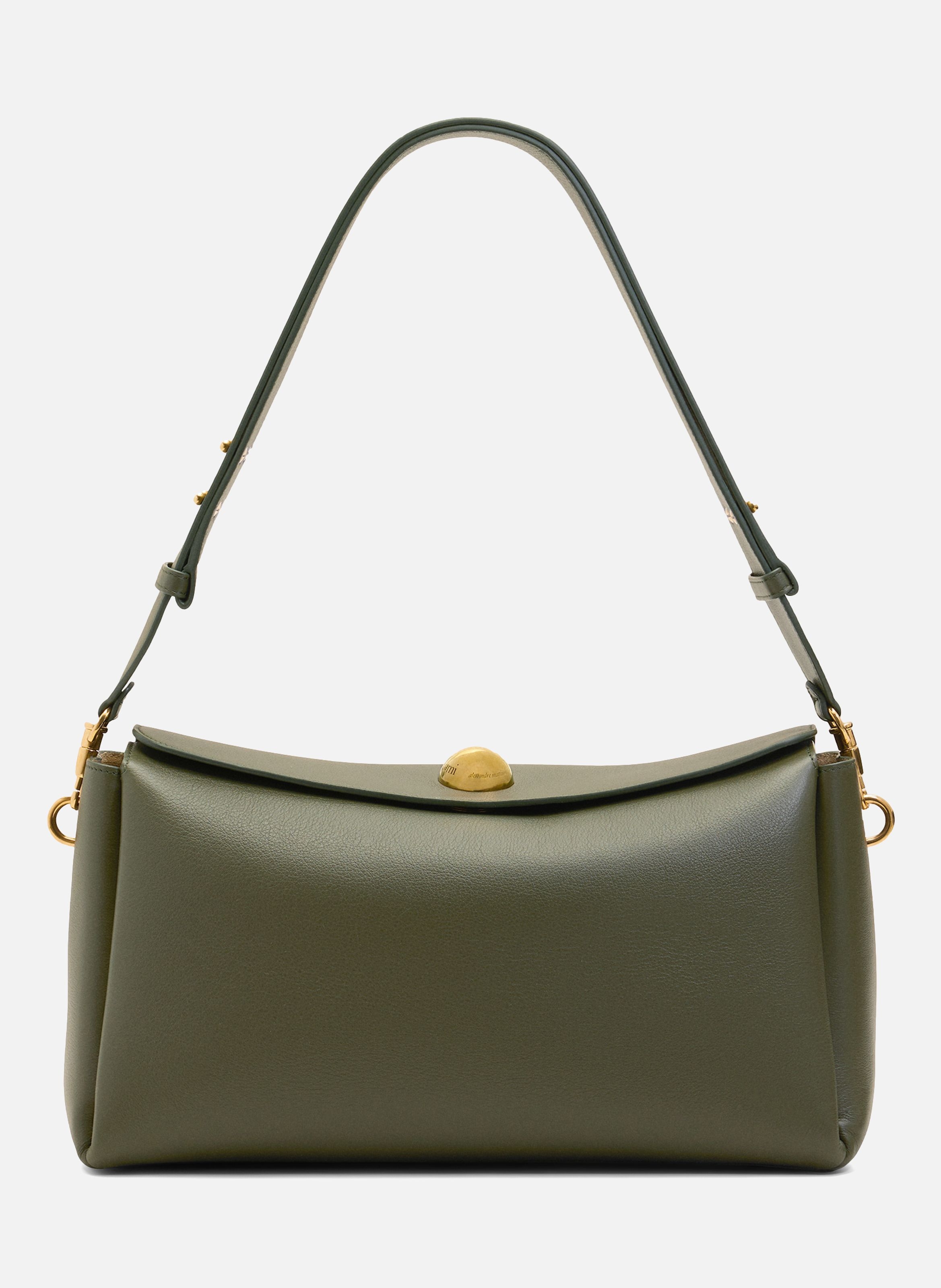 Sac Carrousel Moyen En Cuir Lisse unisexe AMI PARIS Vert