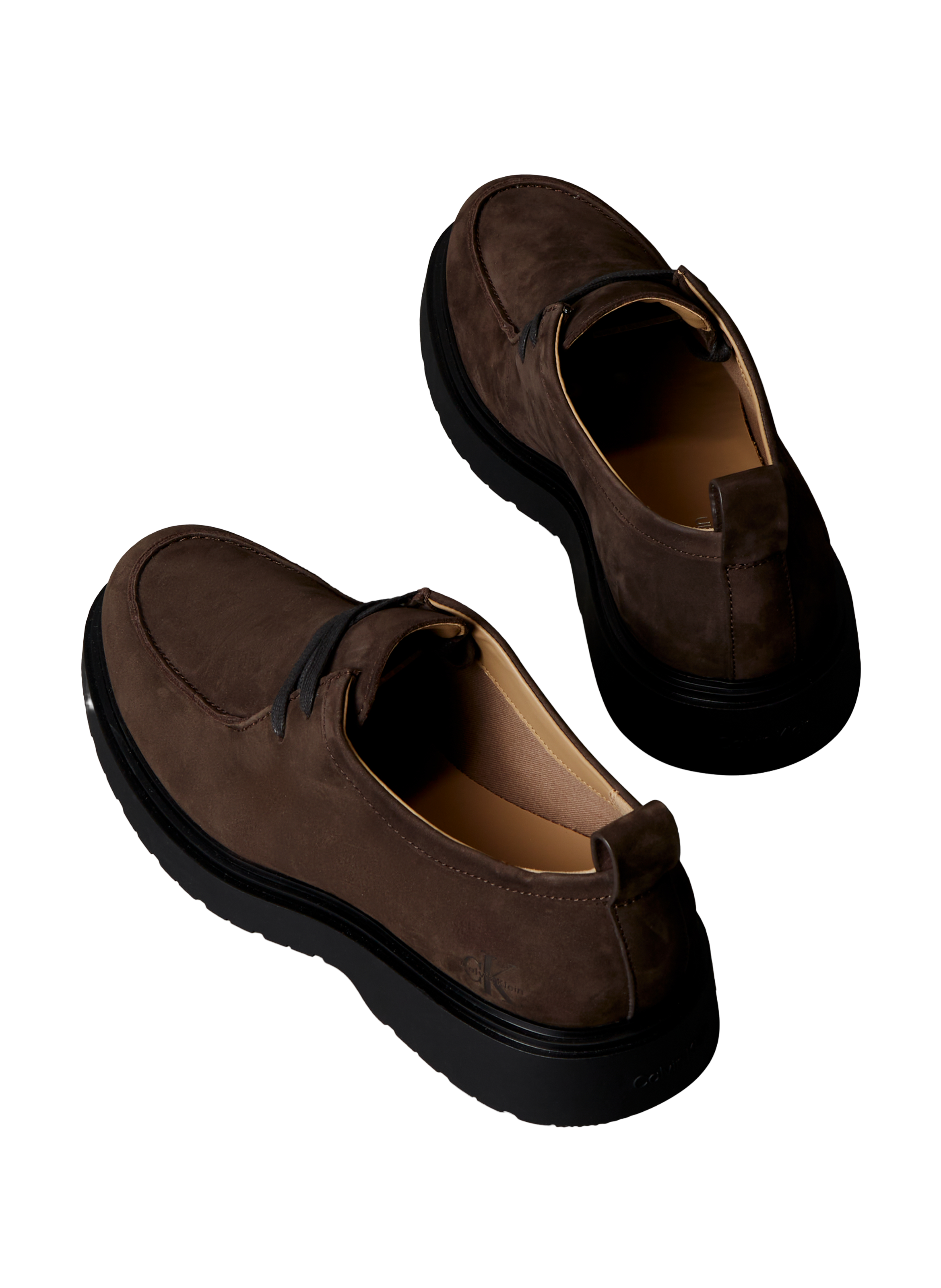 Suede leather lace-up derbies CALVIN KLEIN Brown