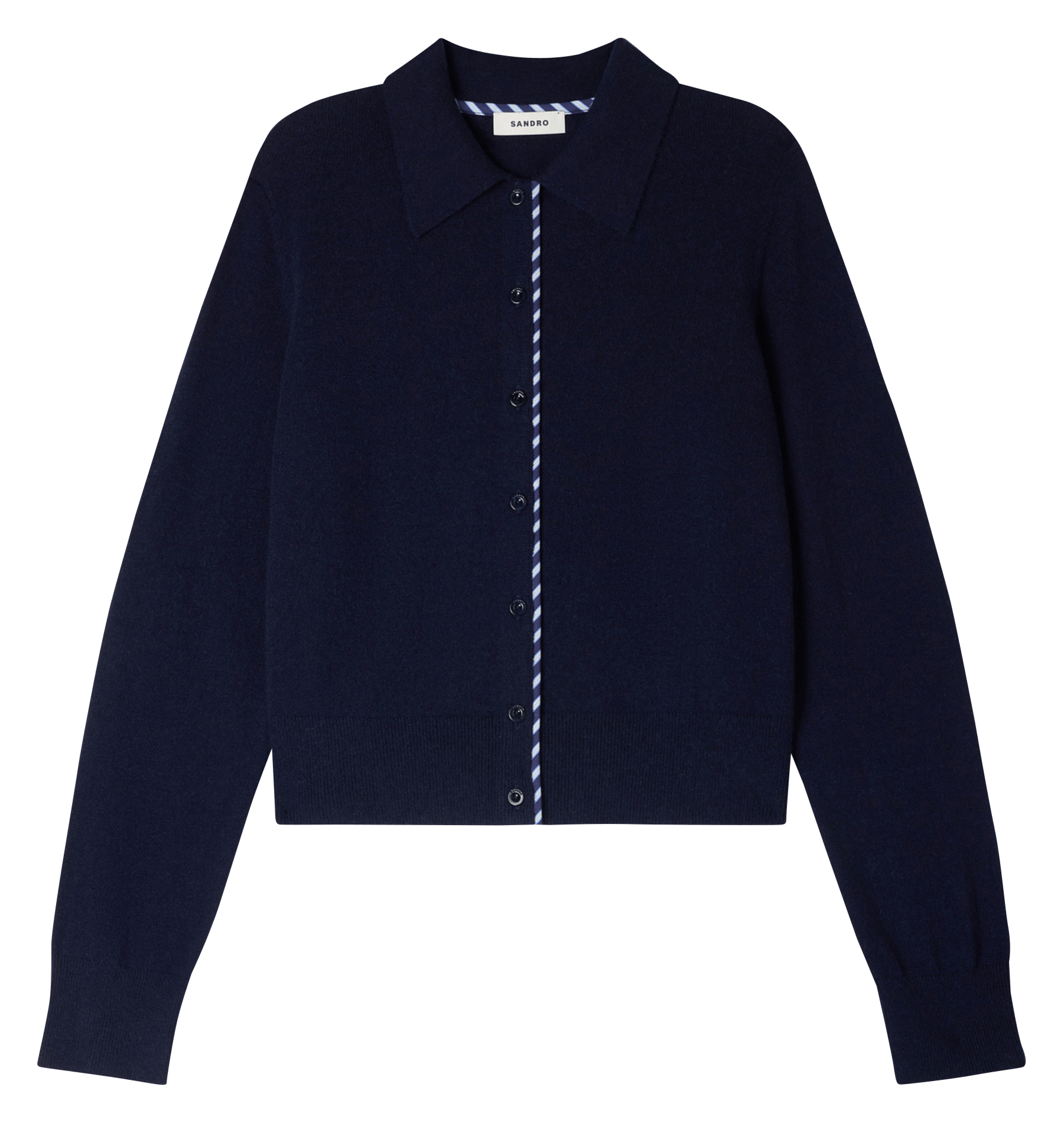 Cardigan droit en laine et cachemire SANDRO Bleu