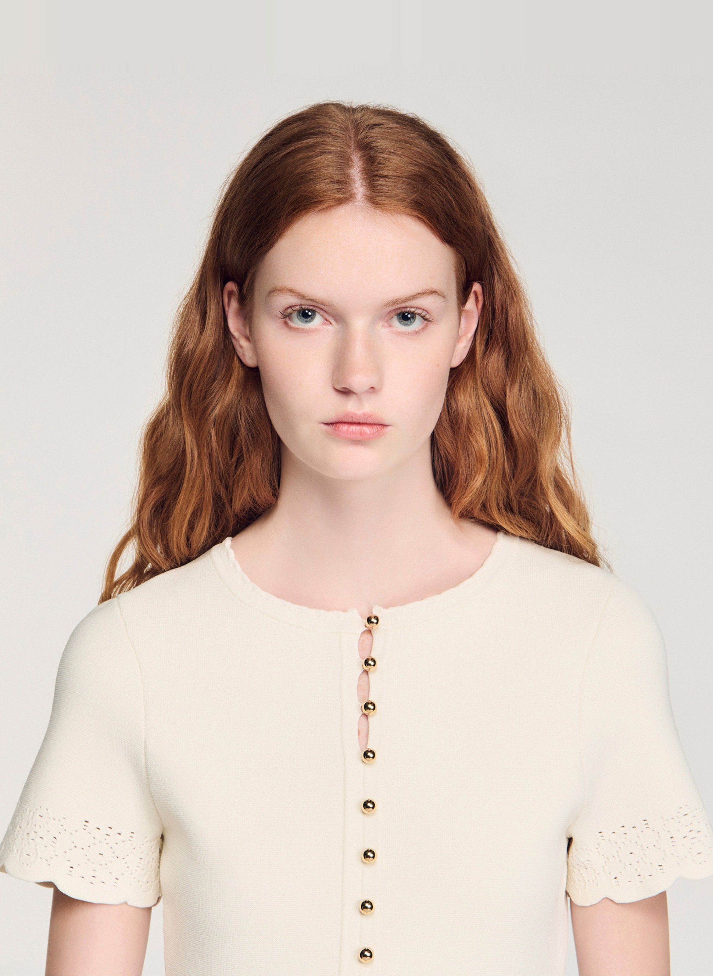 Robe midi col rond SANDRO Beige