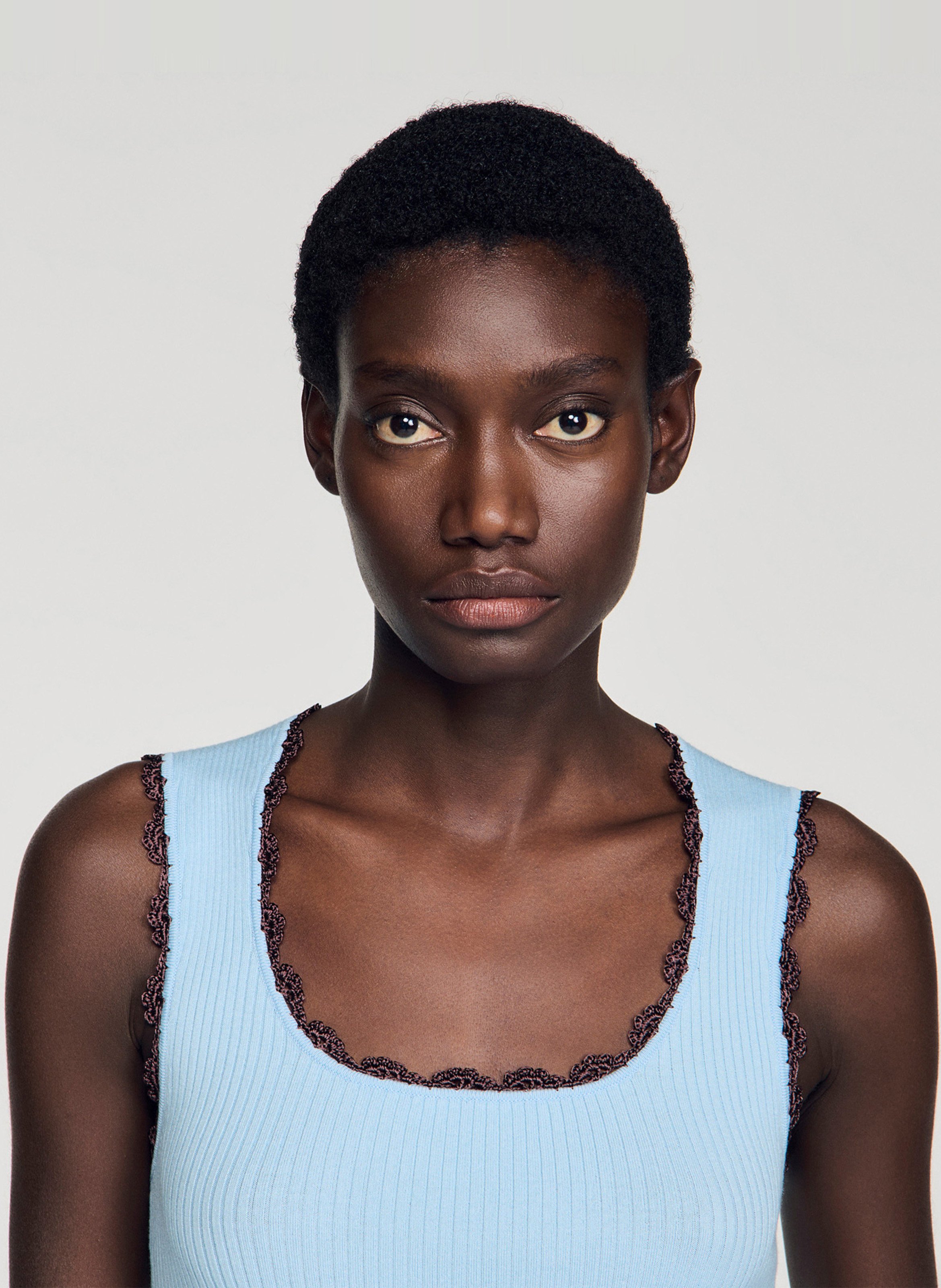 Top en maille côtelé SANDRO Bleu