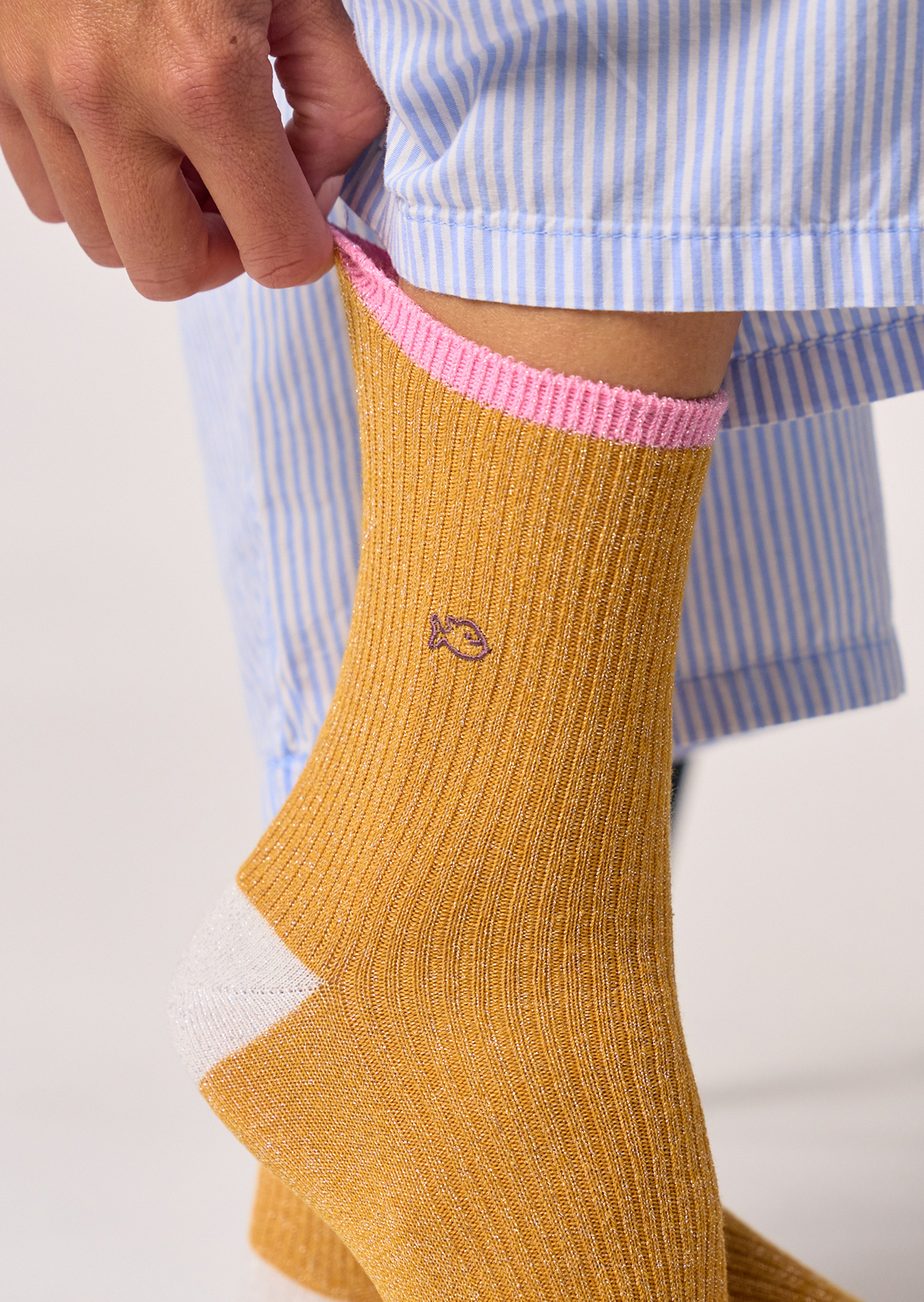 Chaussettes en coton peigné vintage BILLYBELT Jaune