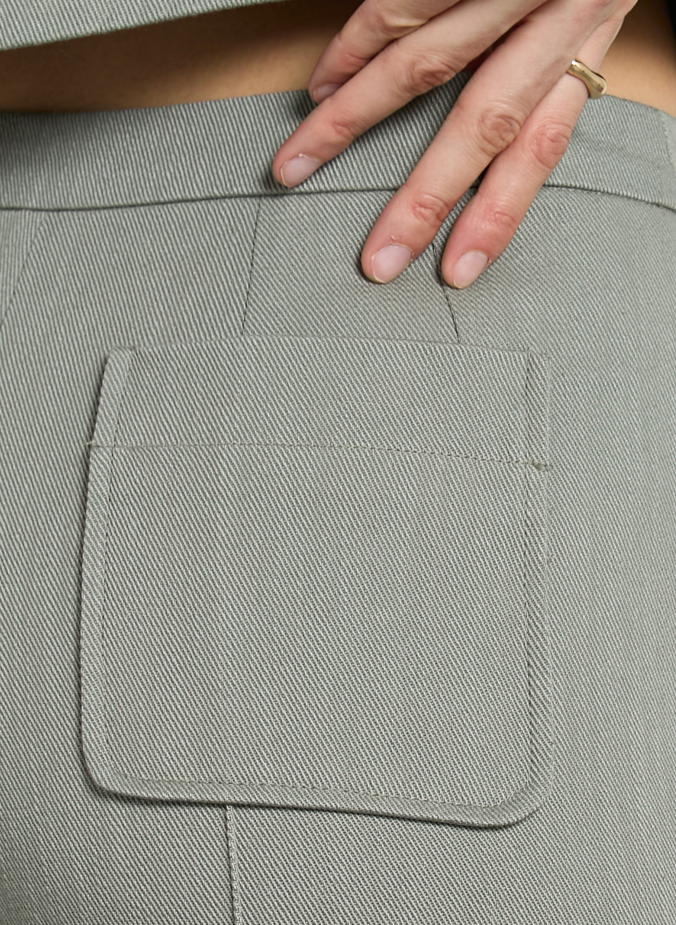 Pantalon large taille haute en twill de coton harry SOEUR Vert