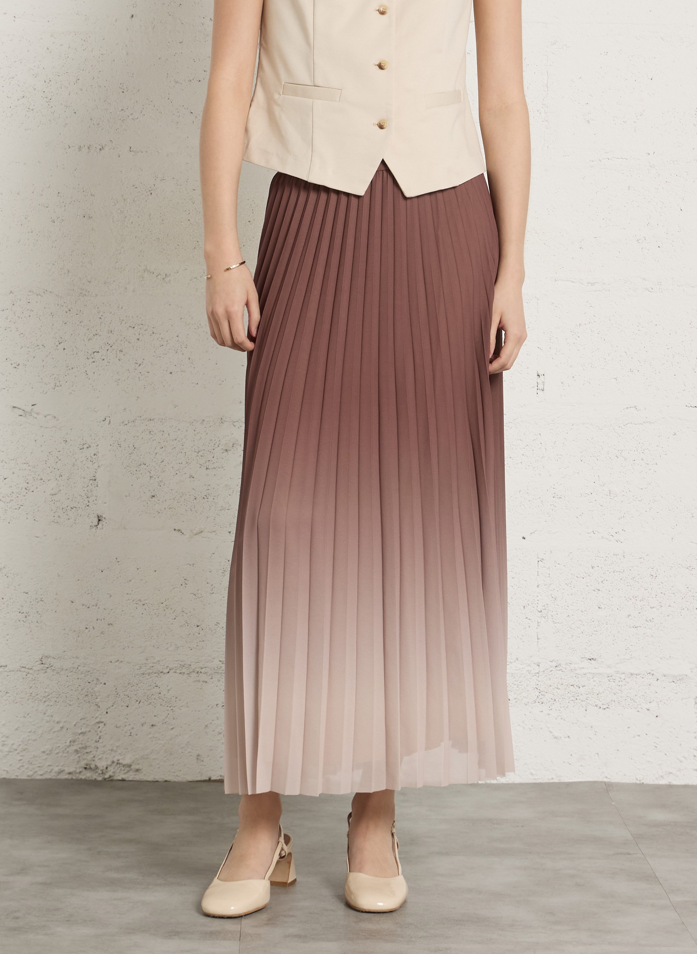 Jupe midi évasée plissée odessa MAISON 123 Rose