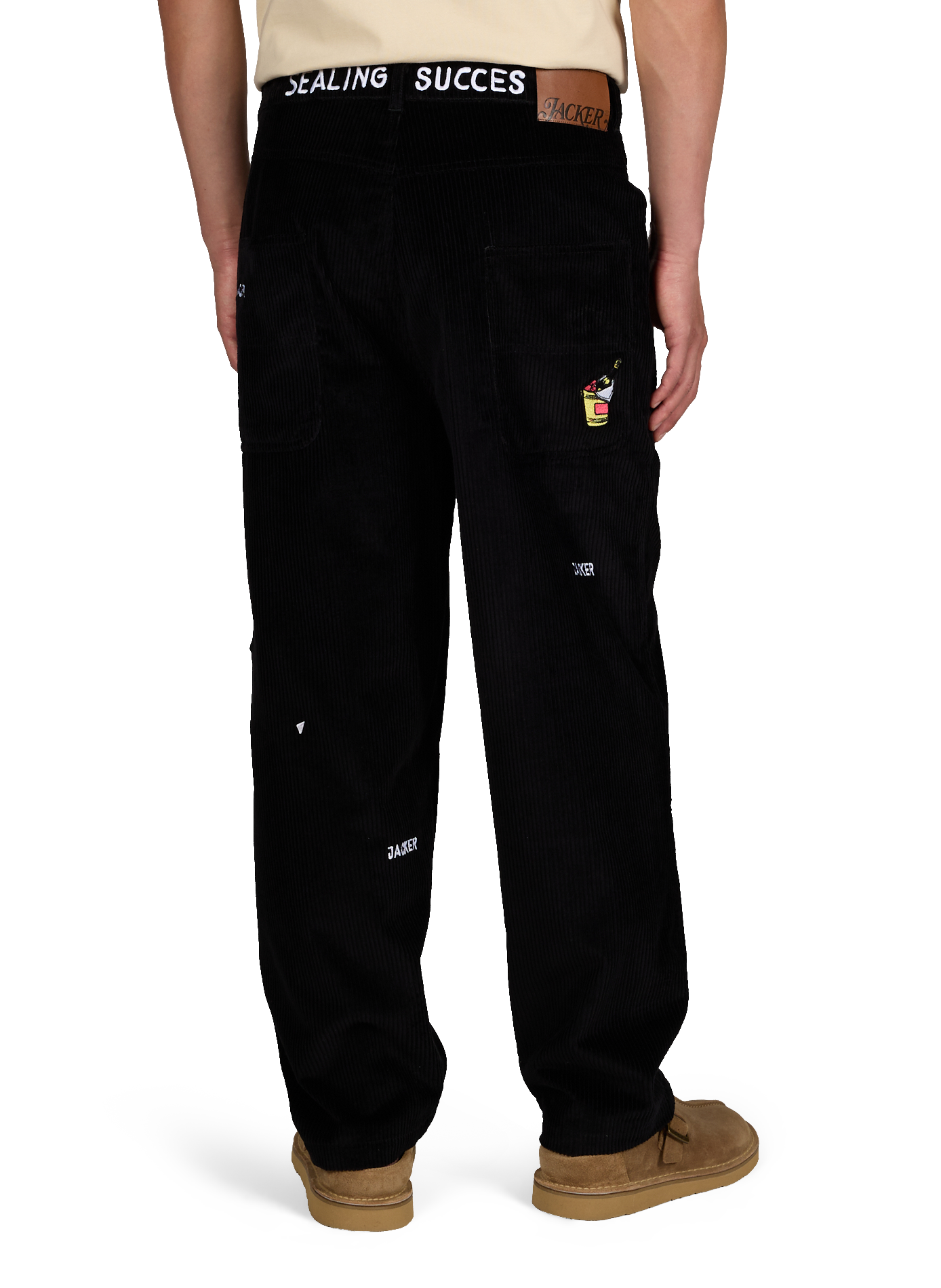 Corduroy pants with cotton embroideries JACKER. Black