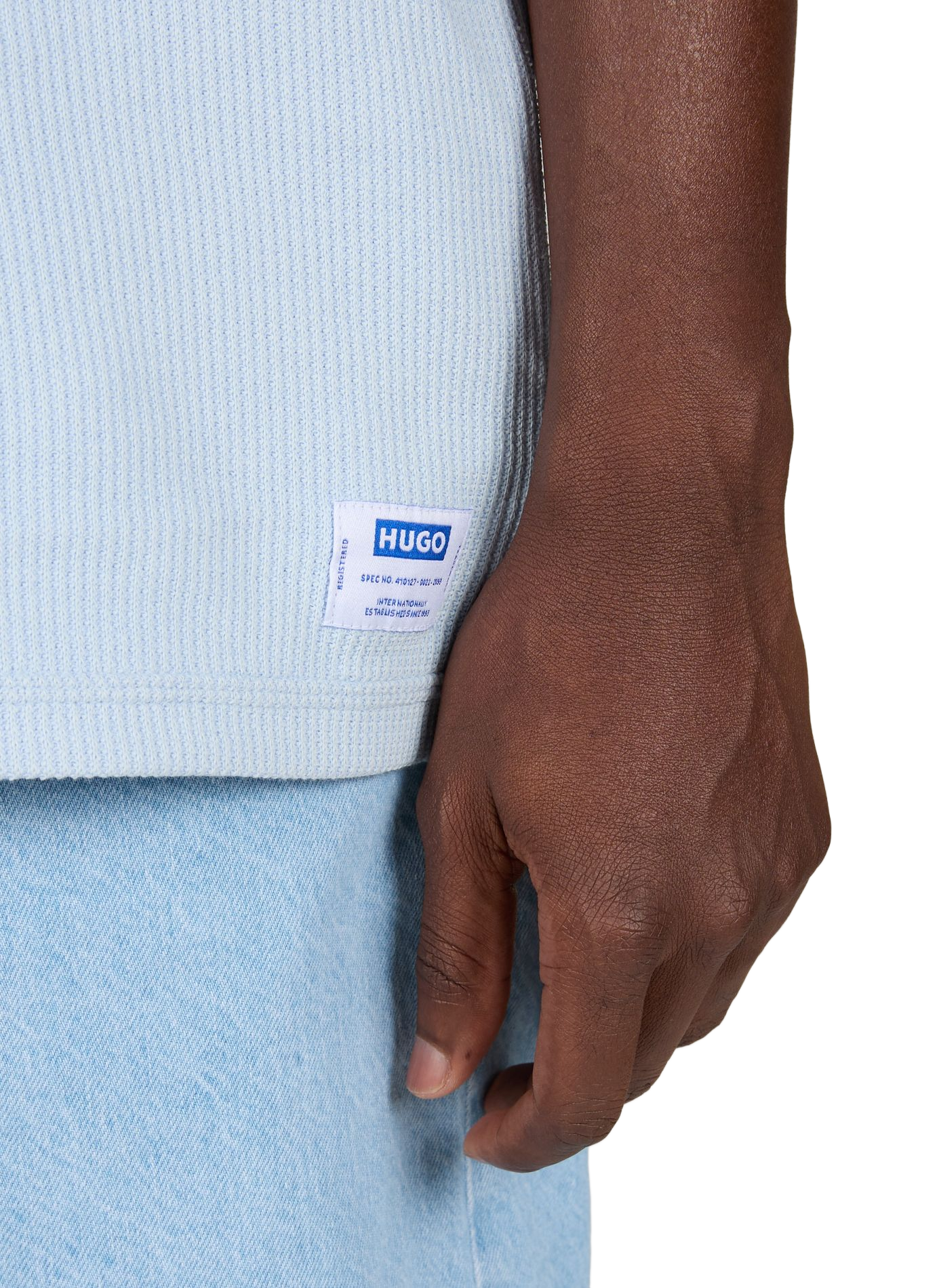 Nuwaffle blended cotton t-shirt HUGO BLUE Blue