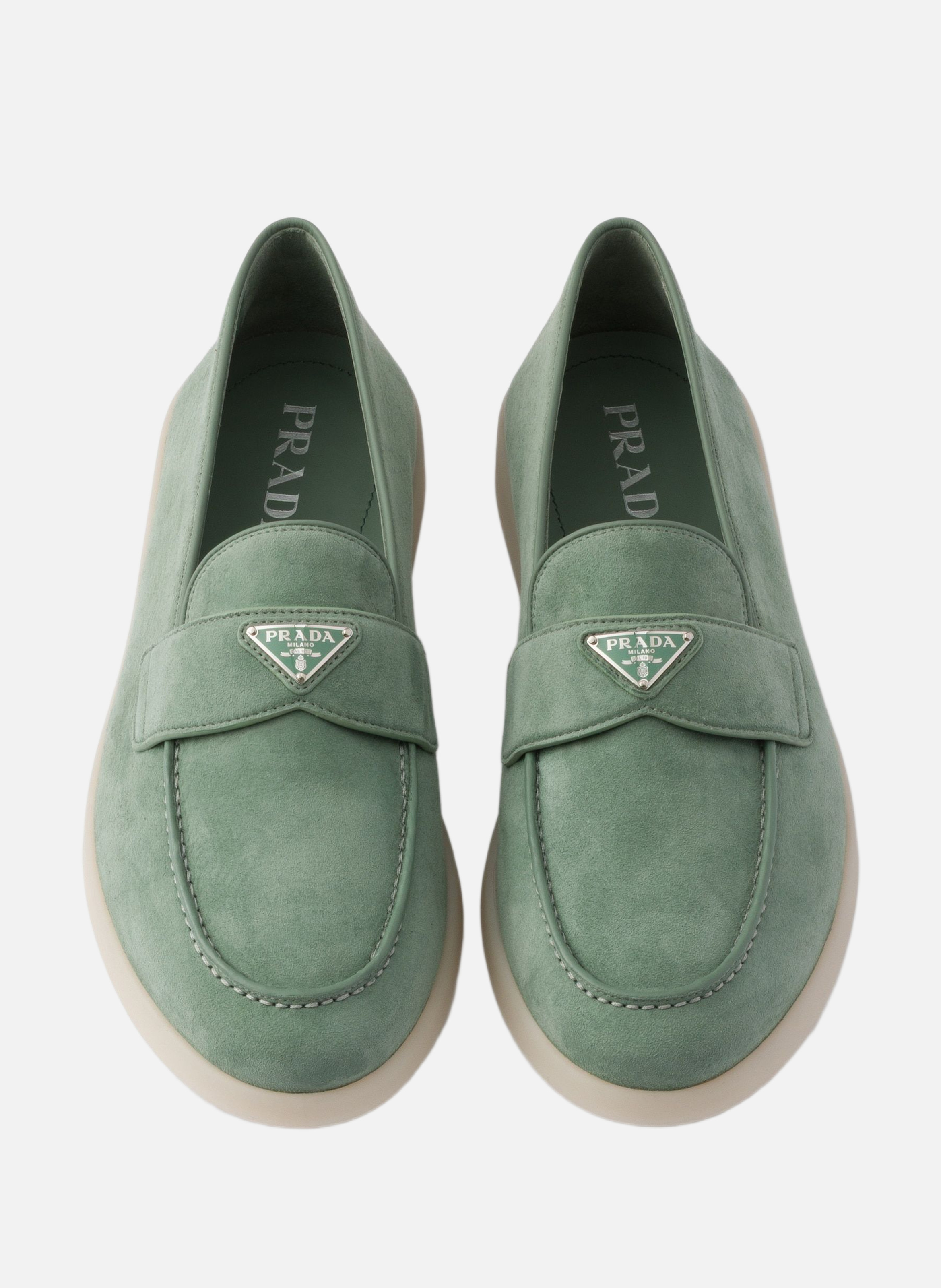 Mocassins en veau velours PRADA Vert