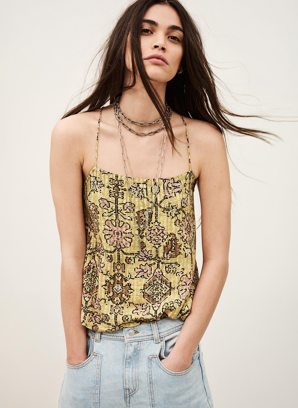 Top col droit imprimé pamela BA&SH Jaune