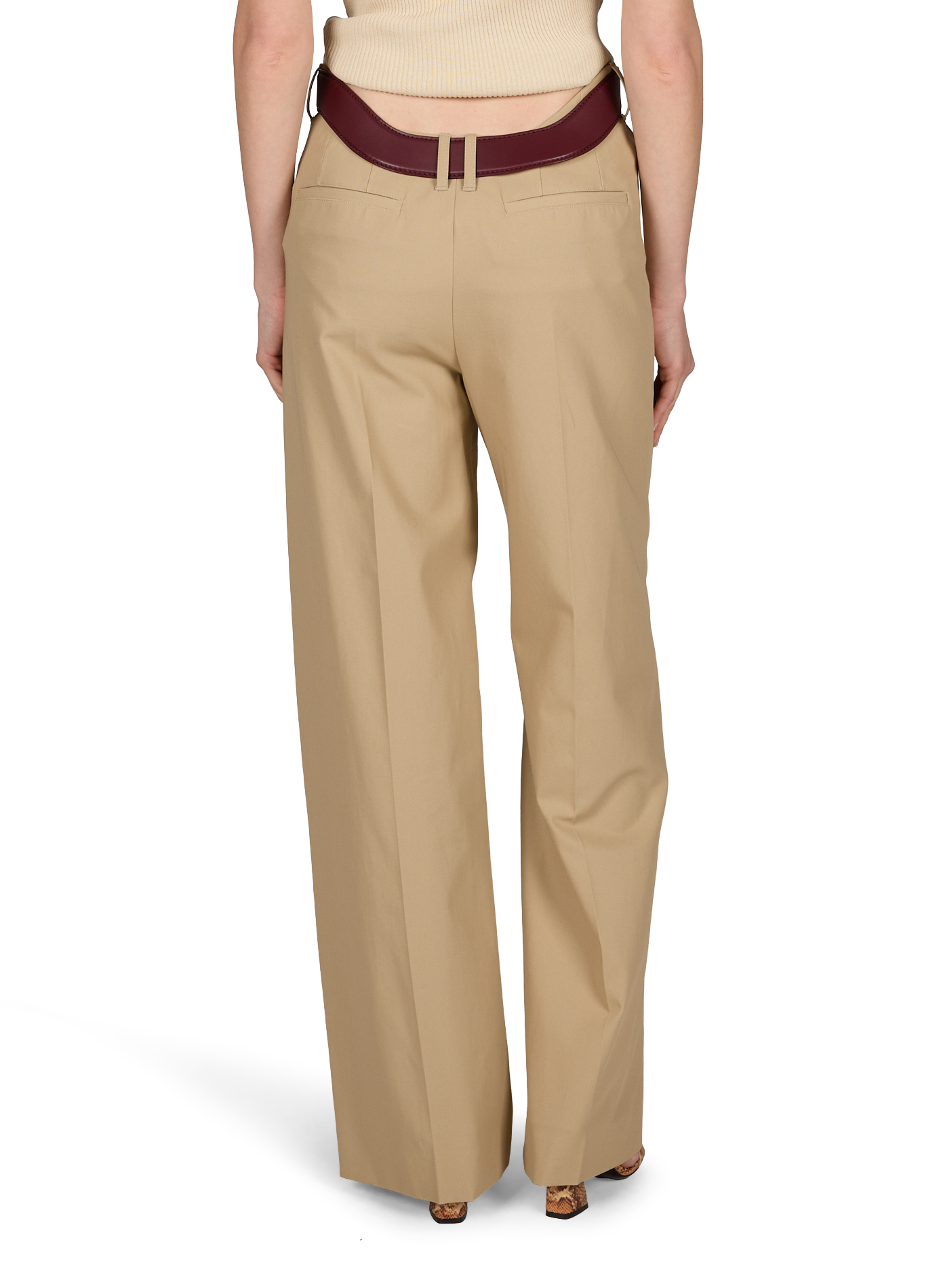 Pants with front cutouts and cotton belt JEAN PAUL GAULTIER Beige