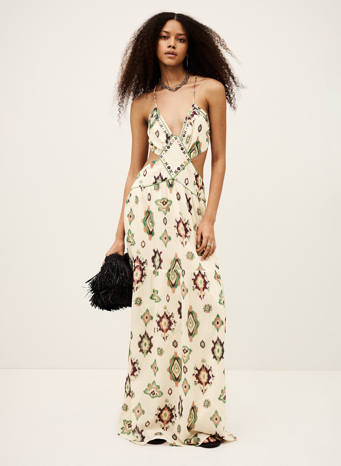 Robe longue évasée en coton omelia BA&SH Beige
