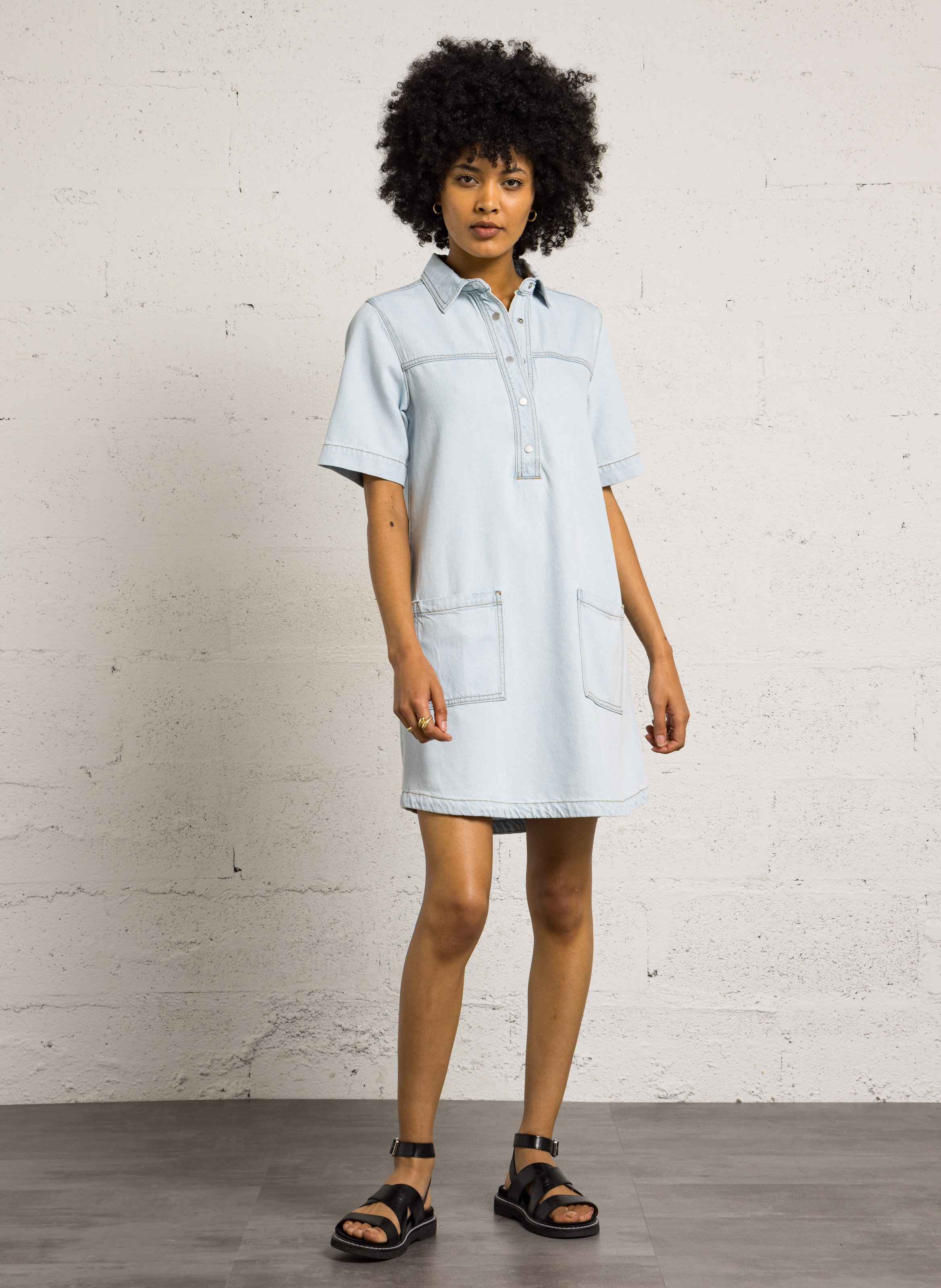 Robe midi en denim rita MAISON 123 Bleu