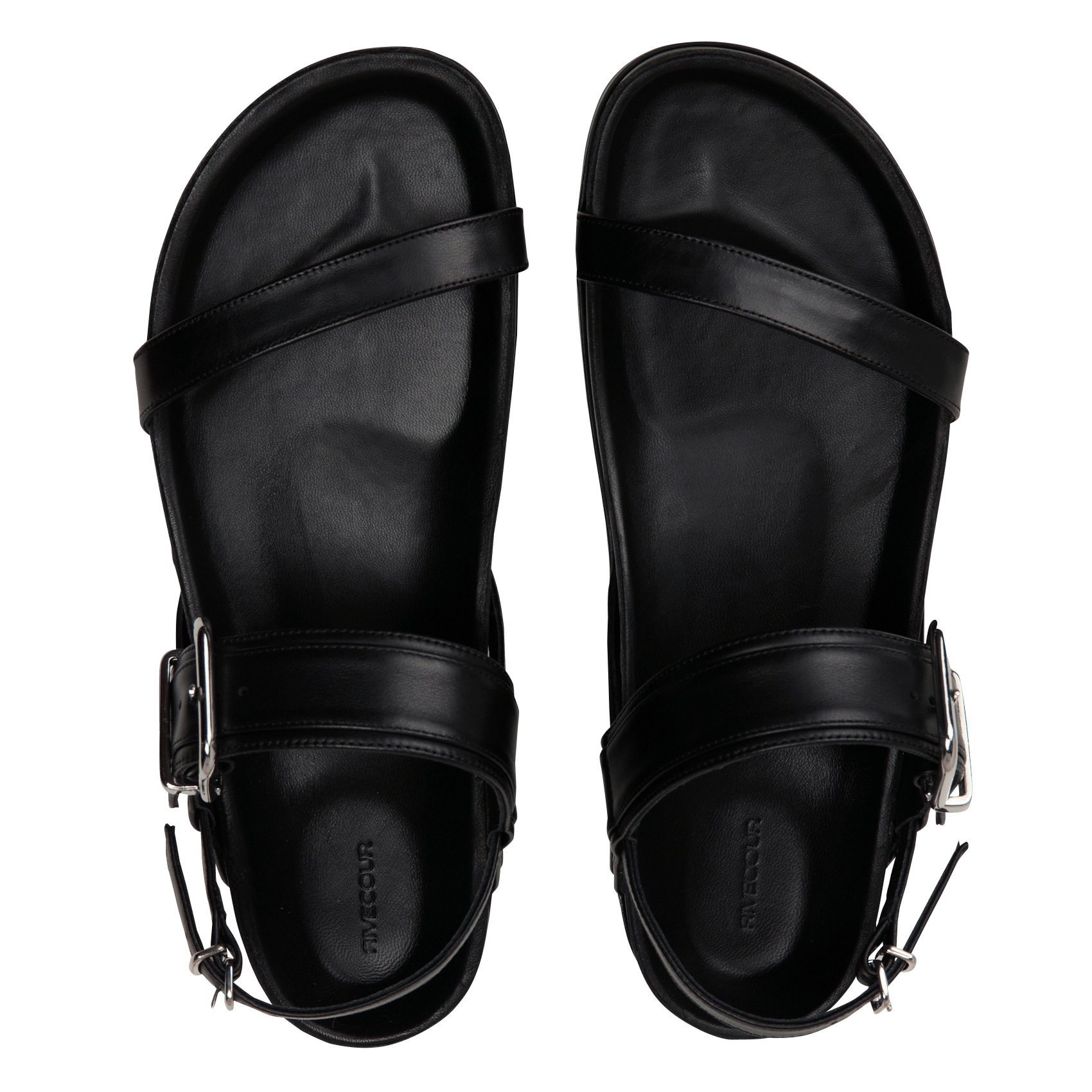 Sandales plates en cuir n°218 RIVECOUR Noir