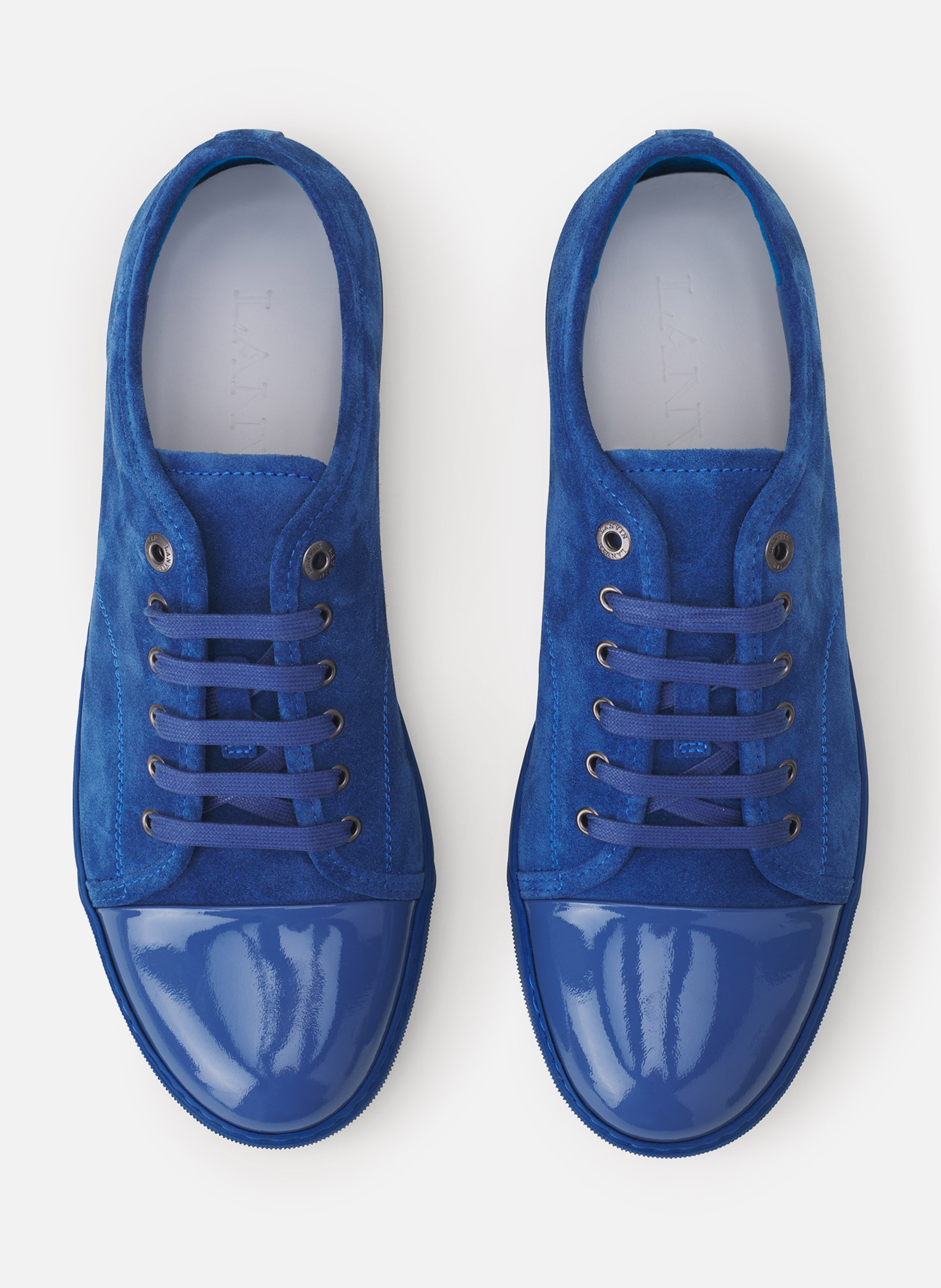 Sneakers dbb1 en suede et cuir vernis LANVIN Bleu