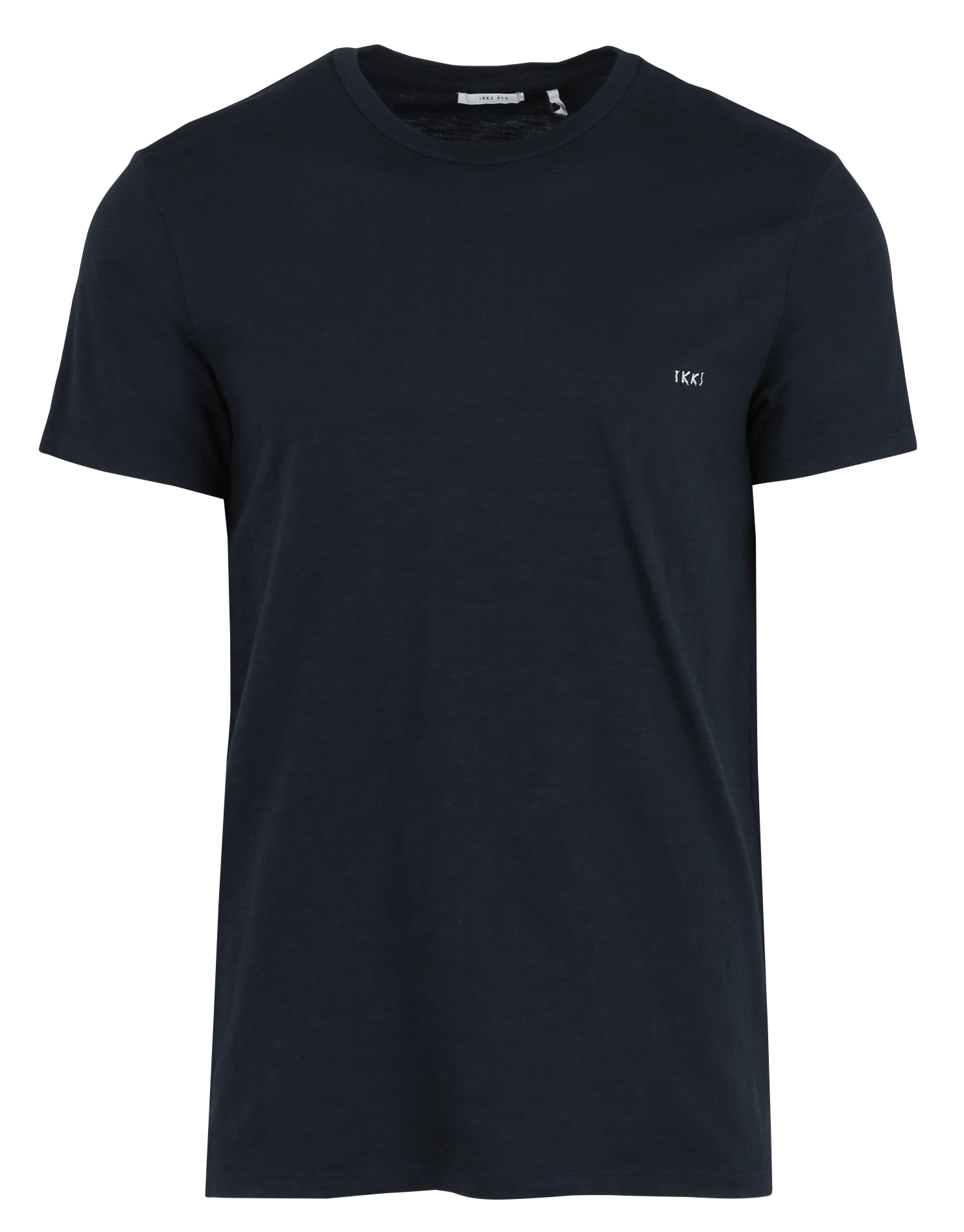 Tee-shirt droit col rond brodé en coton IKKS Bleu
