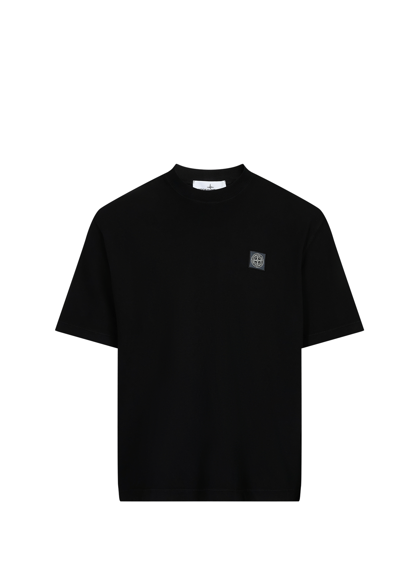 Gerader Rundhalsausschnitt T-Shirt aus Baumwolle STONE ISLAND Schwarz