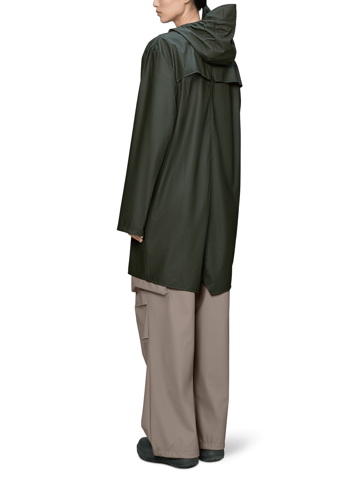 Long hooded raincoat | Green RAINS Women