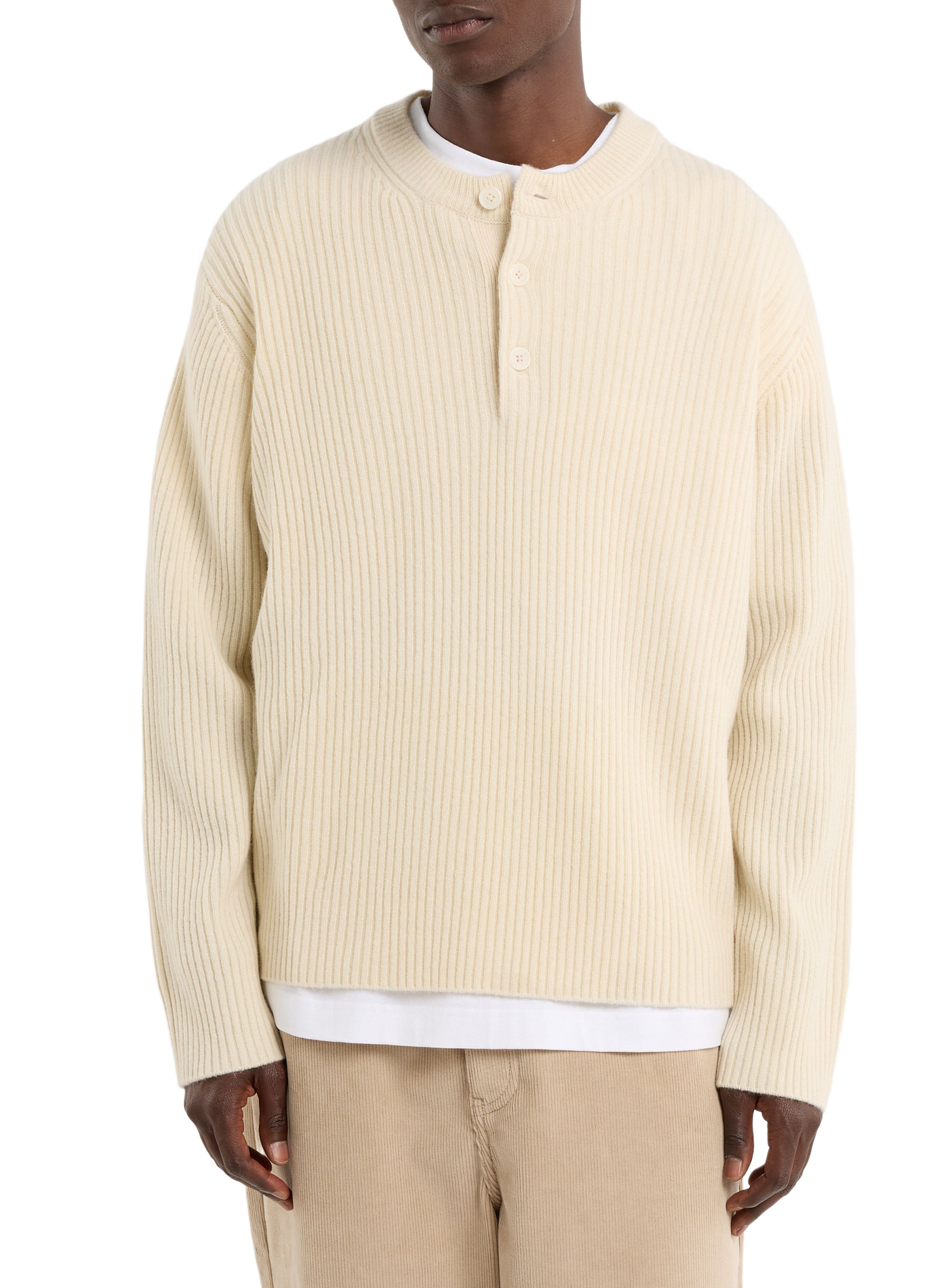 Woolen button-up oversized sweater SAISON 1865 Beige