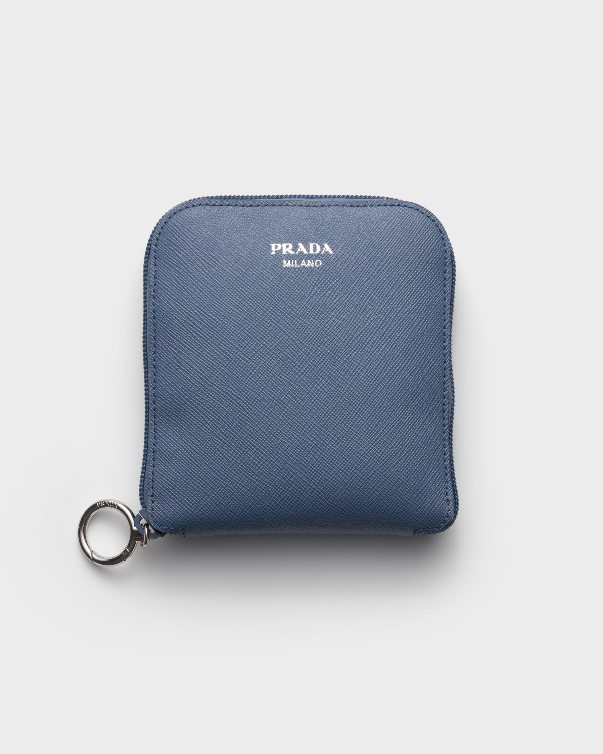 Pendentif en cuir saffiano avec sac cabas en re-ny PRADA Bleu