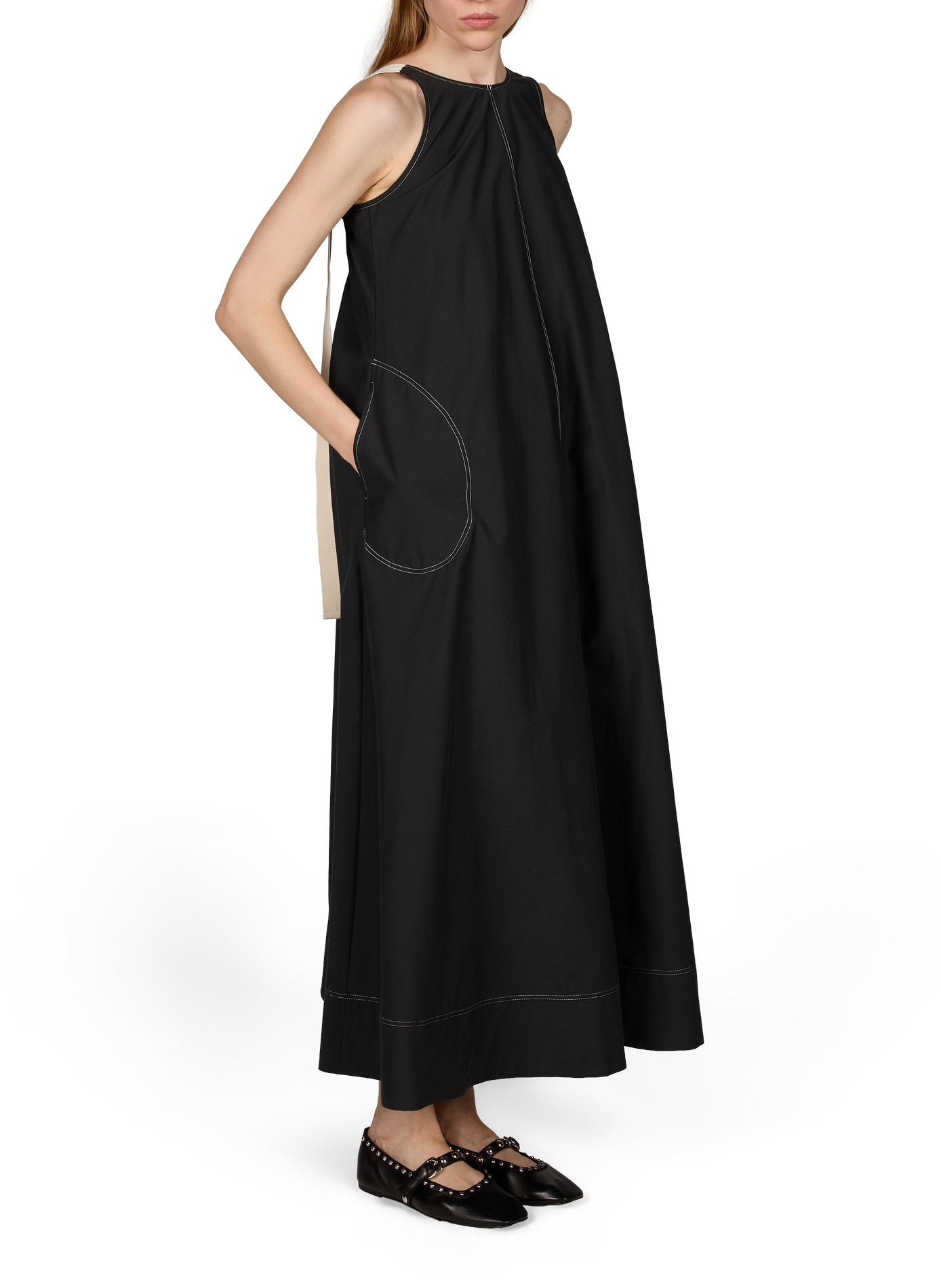Robe midi col rond | Noir TOPSHOP Femme
