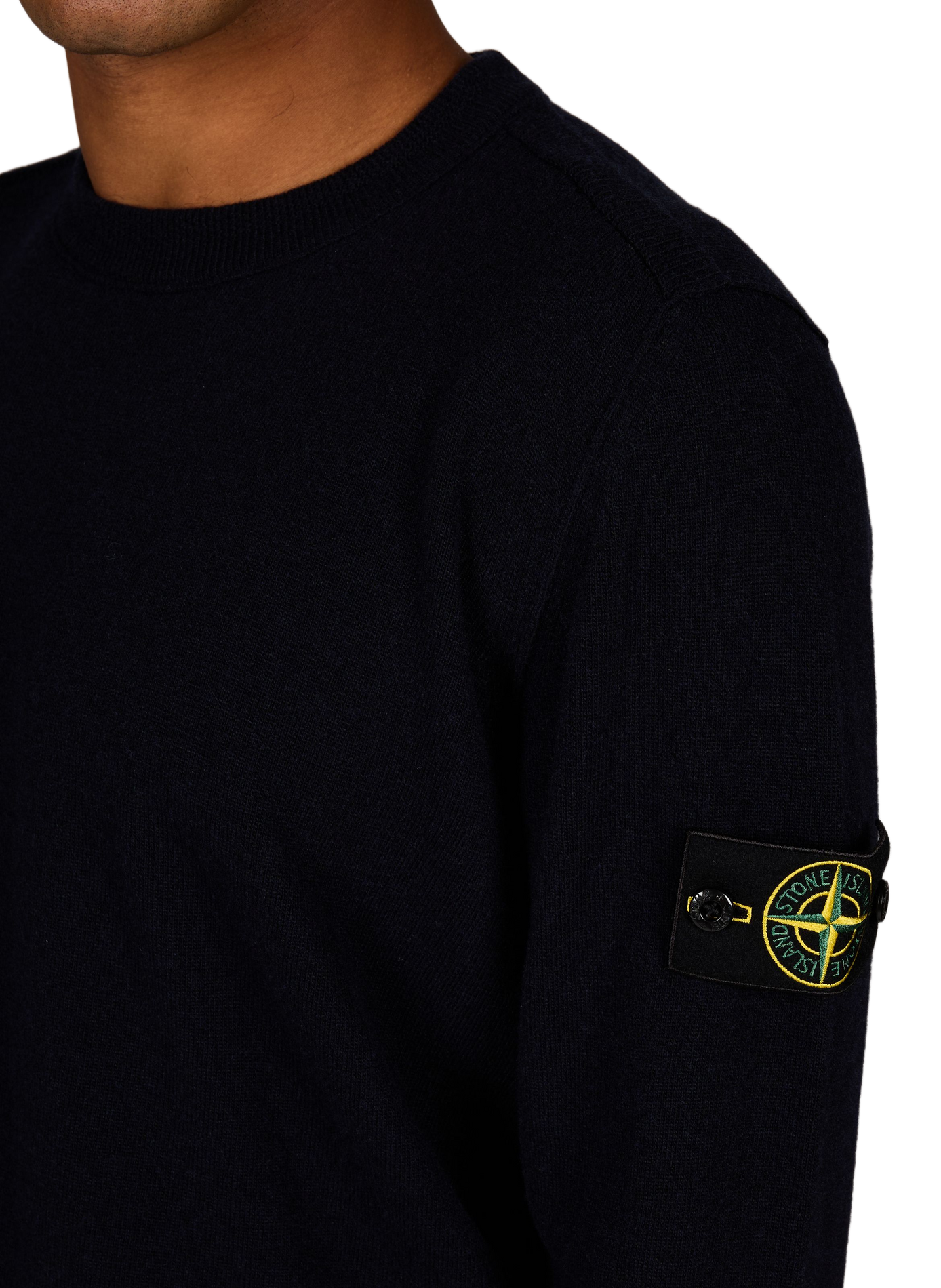 Pull droit col rond en laine STONE ISLAND Bleu